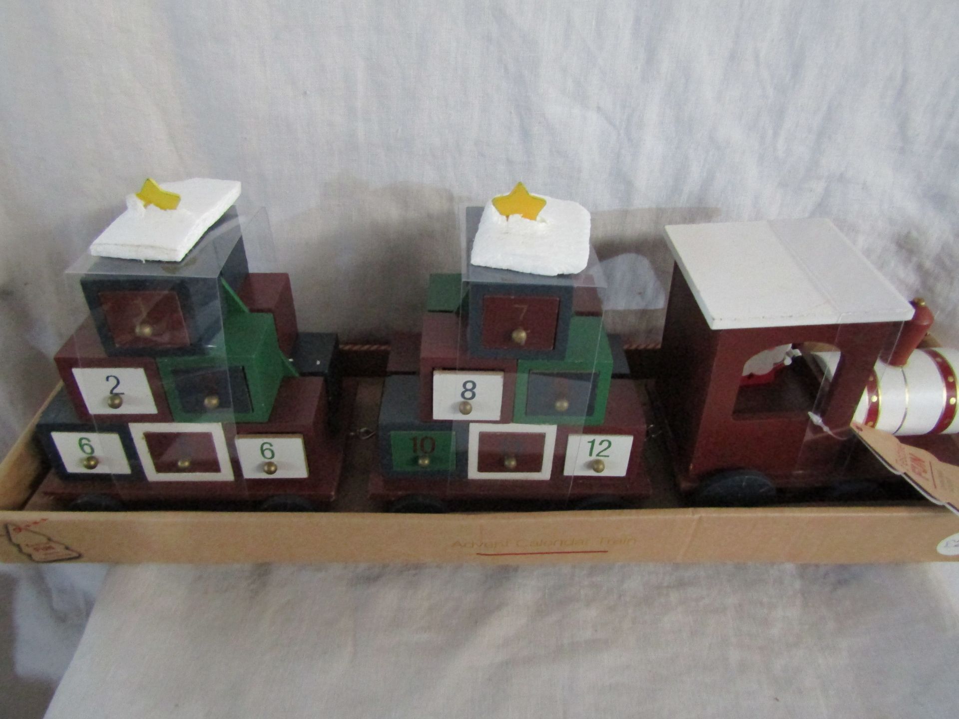 Wooden Christmas Train Advent Calendar - Unused, Packaging May Be Damaged.