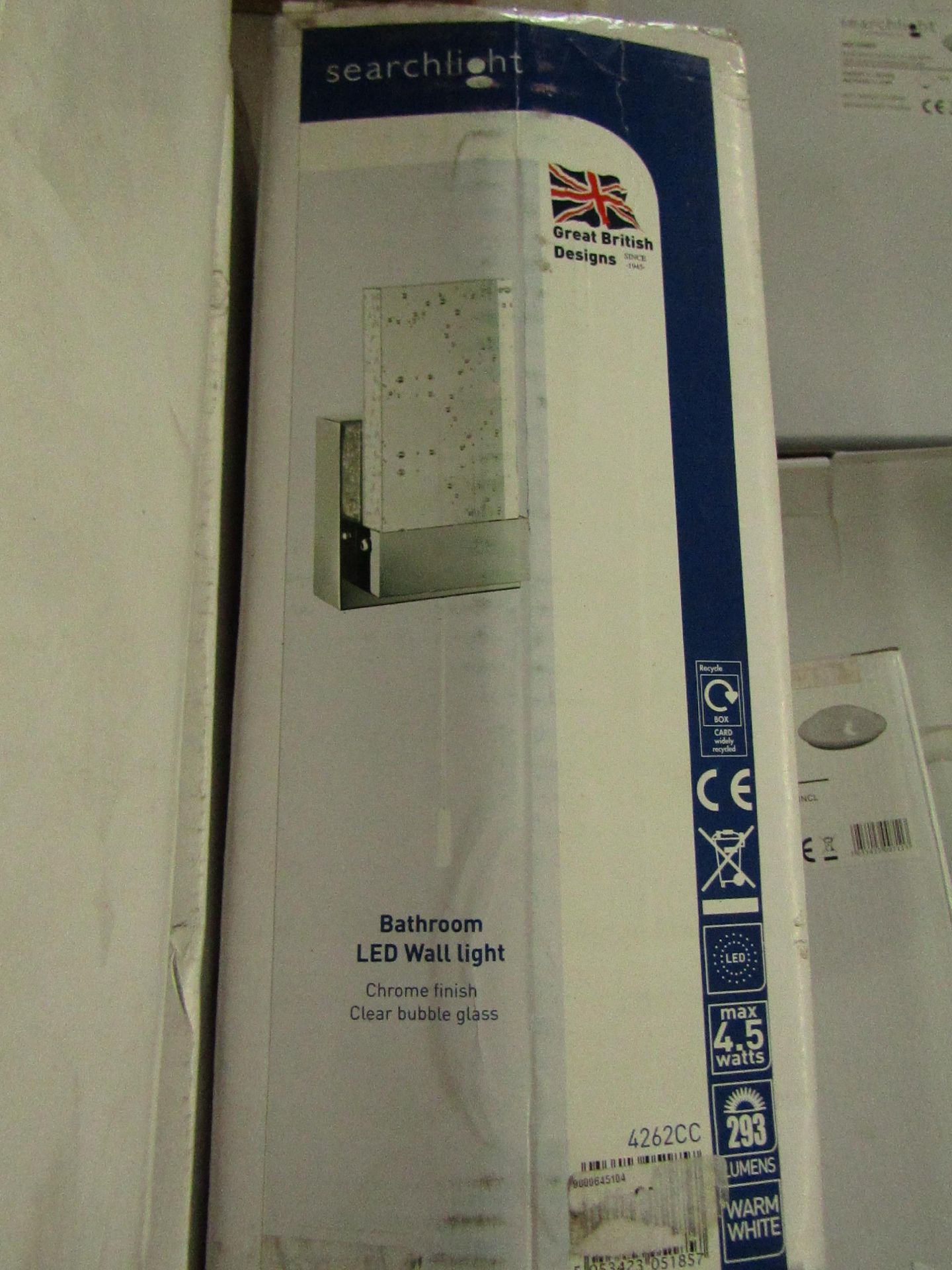 Searchlight Bathroom LED Wall Bracket Chrome Clear Bubble Glass RRP ô?90.50 (PLT 5plt) - This lot - Image 2 of 2