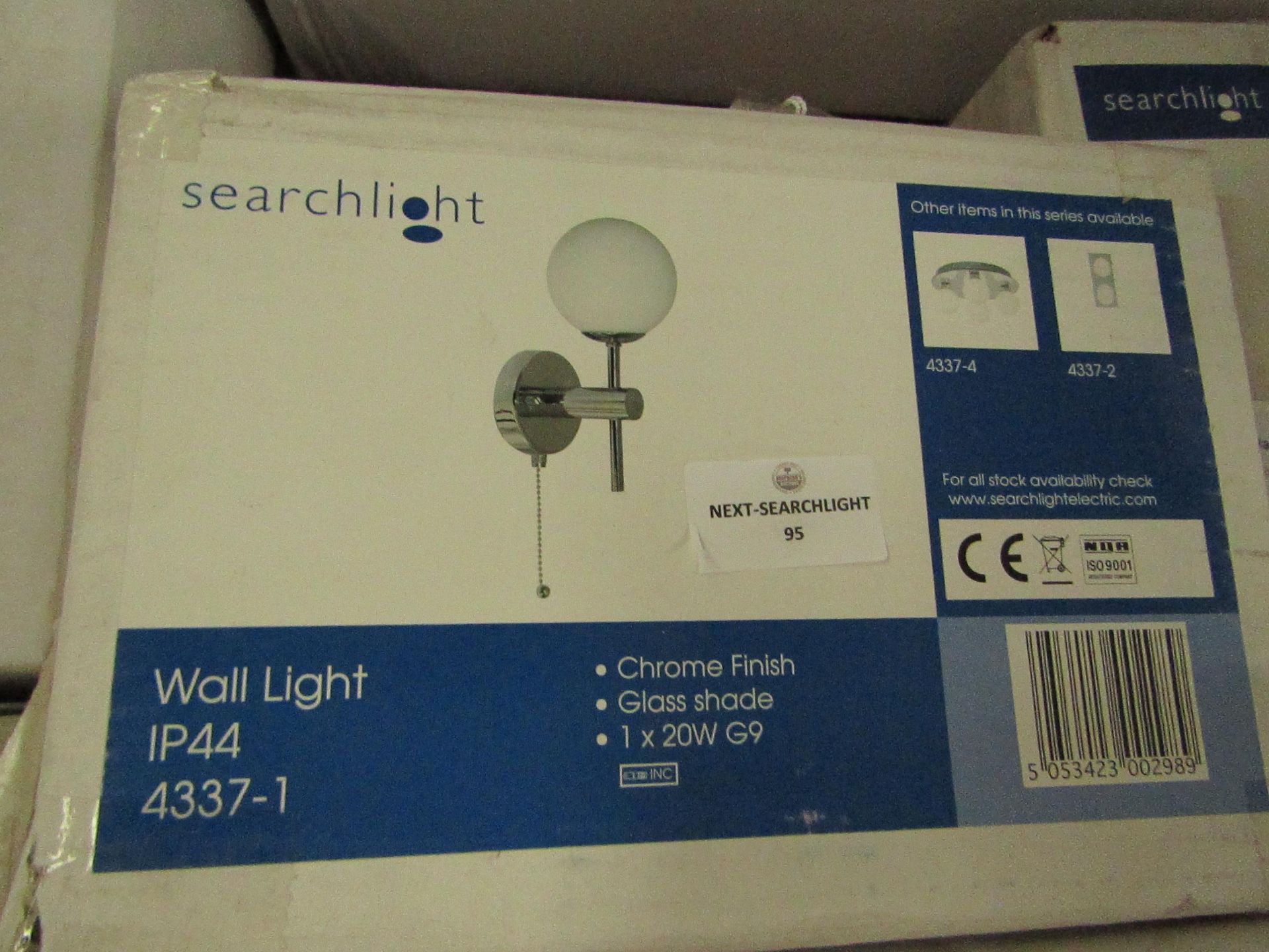 Searchlight Global LED Bathroom Wall Light - Chrome, Mirror & Opal, IP44 RRP ô?42.00 - This lot - Image 2 of 2