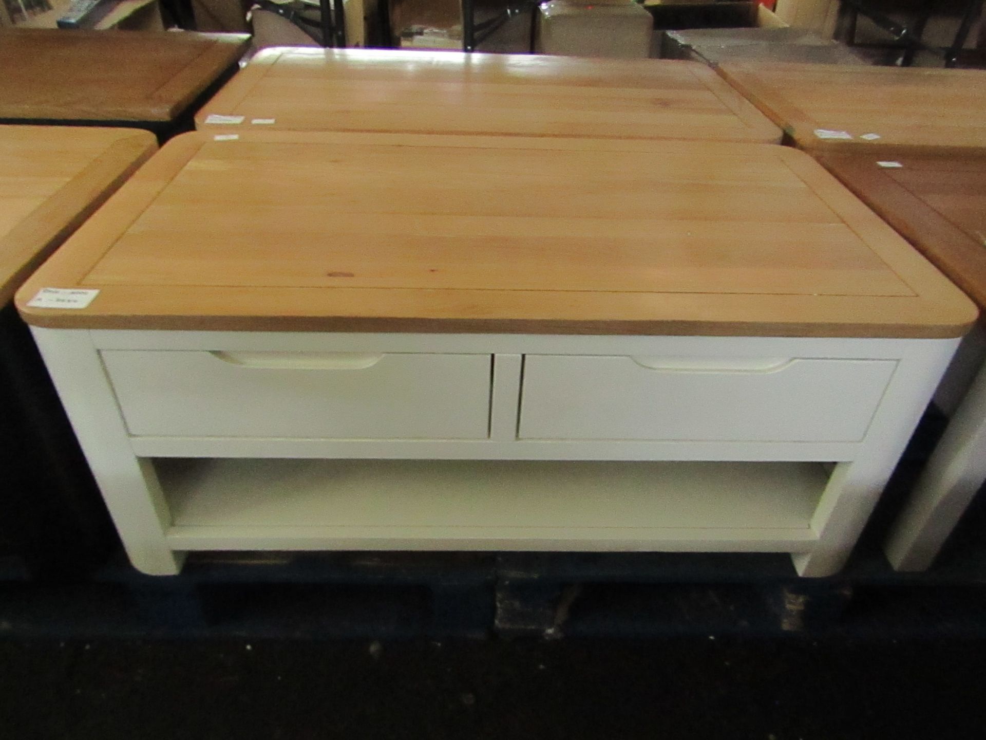 Oak Furnitureland Highgate Rustic Oak And Blue Painted Hardwood Coffee Table RRP £279.99 (SKU OAK-