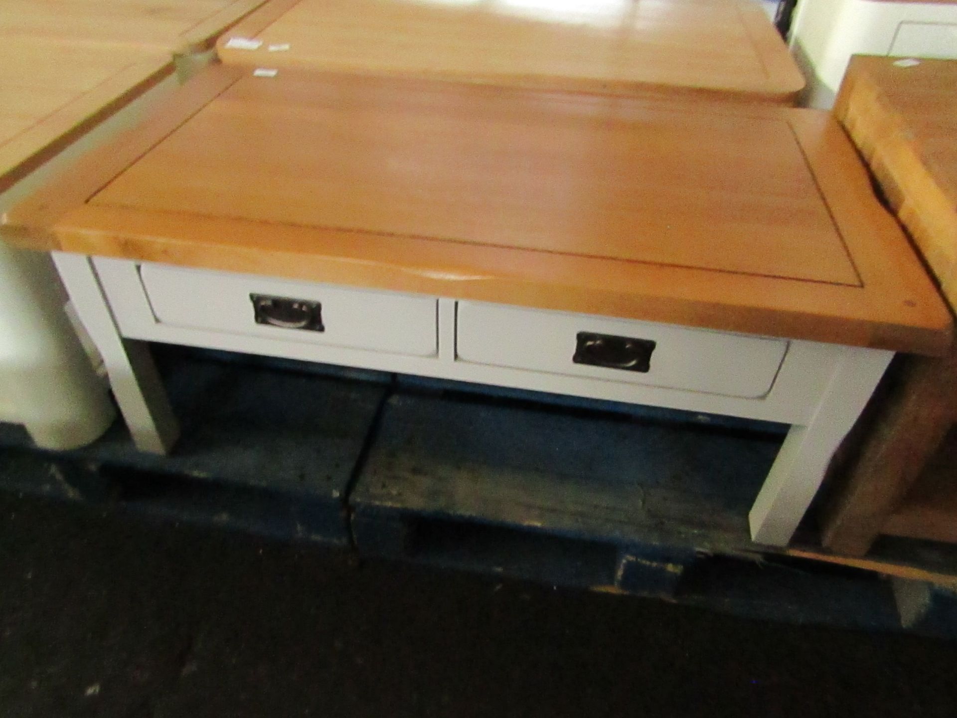 Oak Furnitureland Kemble Rustic Solid Oak and Painted Coffee Table RRP £179.99 (SKU OAK-APM-PRR018