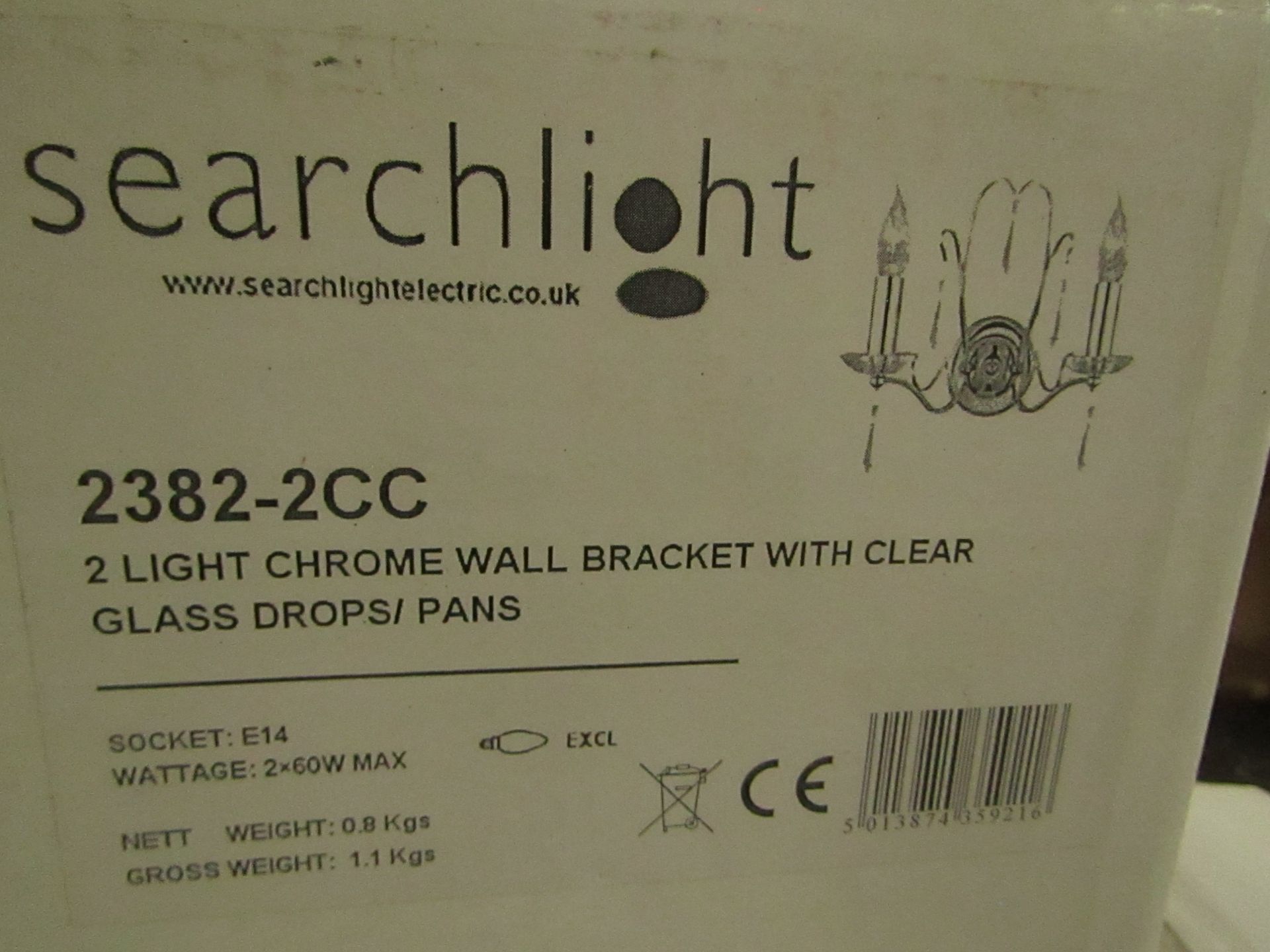 Searchlight Tiara 2 Light Wall Bracket In Chrome RRP ô?68.00 - This lot contains unsorted raw - Image 2 of 2