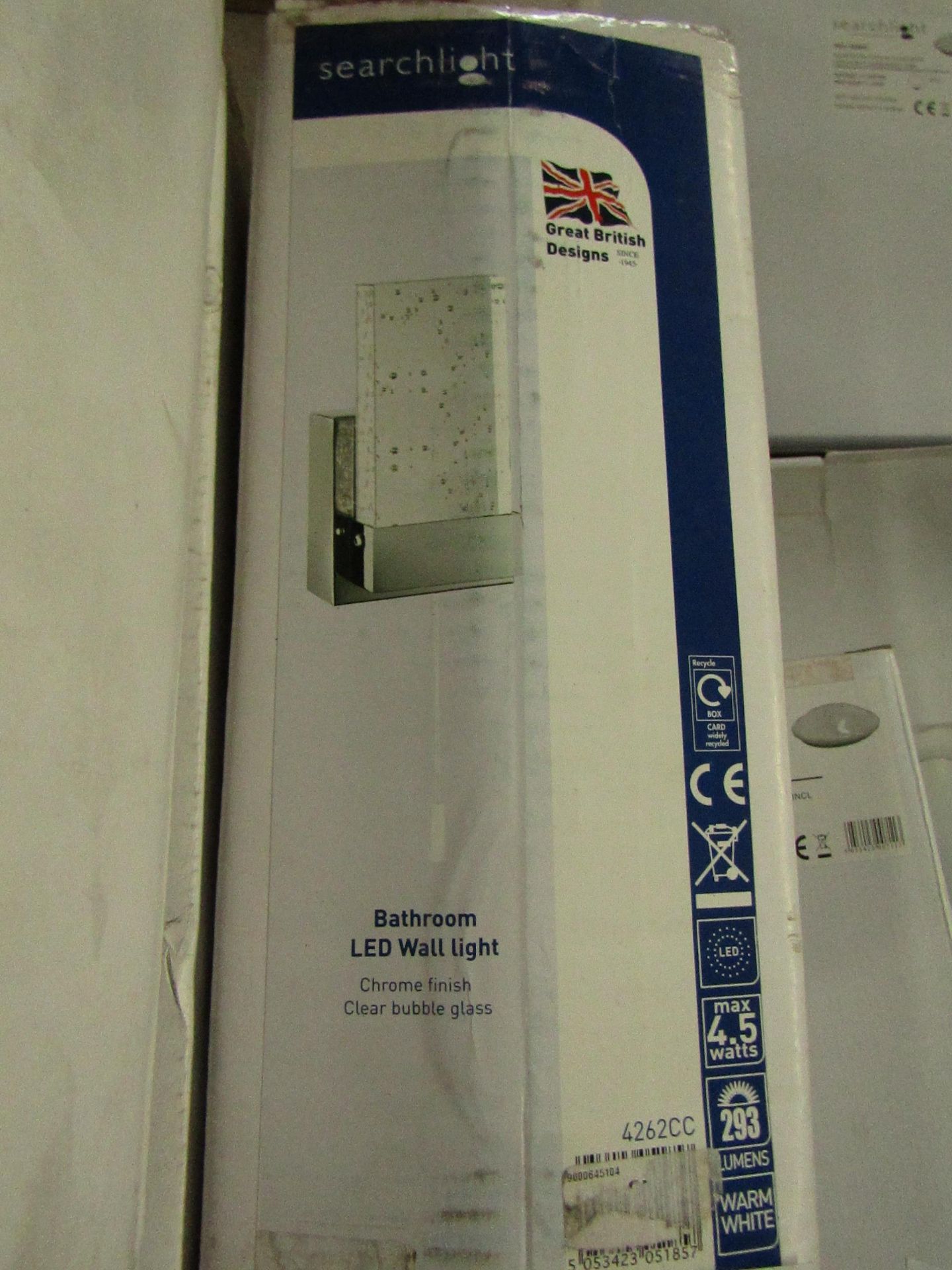 Searchlight Bathroom LED Wall Bracket Chrome Clear Bubble Glass RRP ô?90.50 (PLT 5plt) - This lot - Image 2 of 2