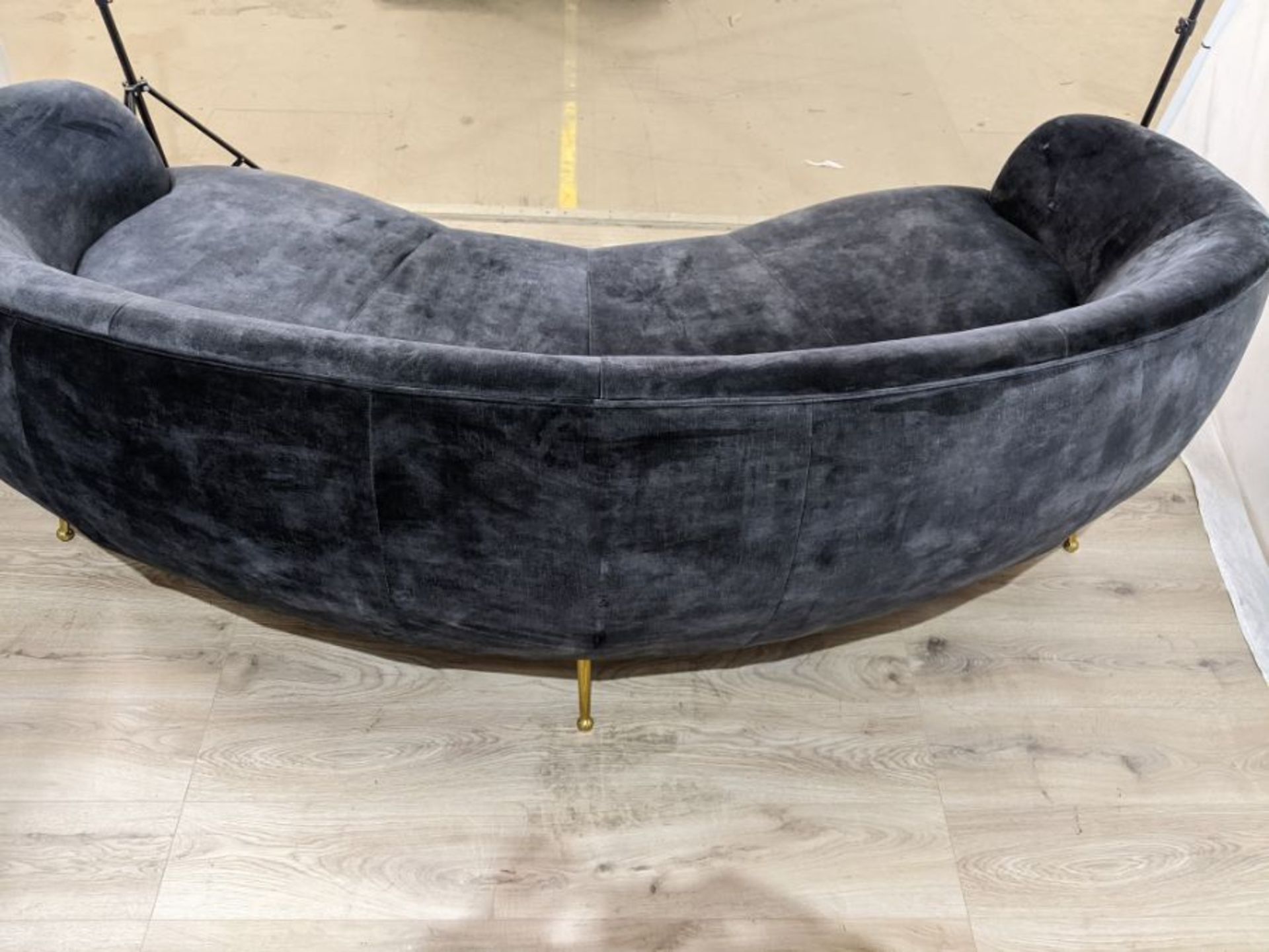 Cox & Cox Deep Grey Velvet Curved Sofa RRP £2495.00 SKU COX-AP-1225316-BC5618 The sofa has some - Image 3 of 3