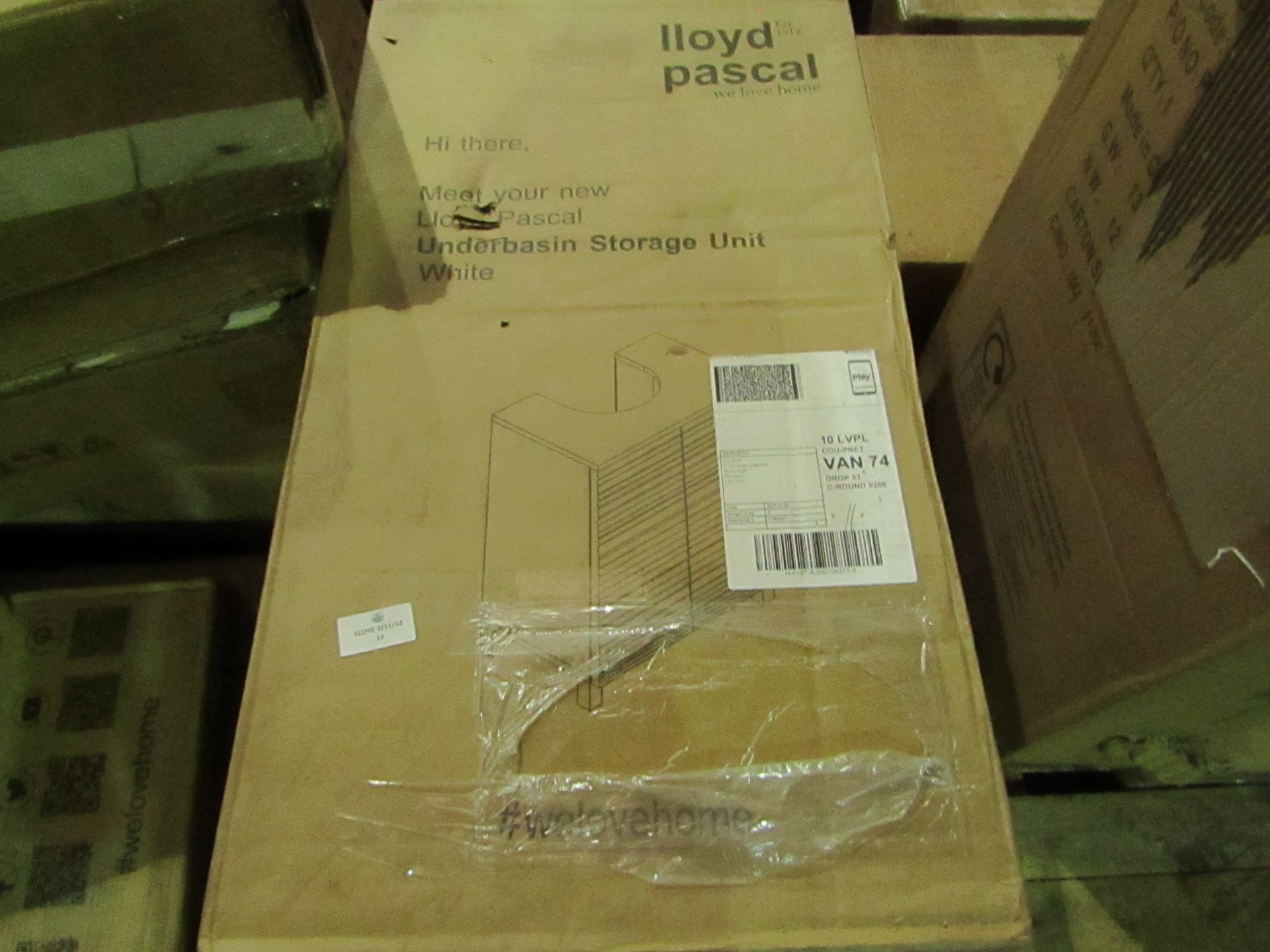 Lloyd Pascal White Underbasin Storage Unit. RRP £49. UNCHECKED - Image 2 of 2