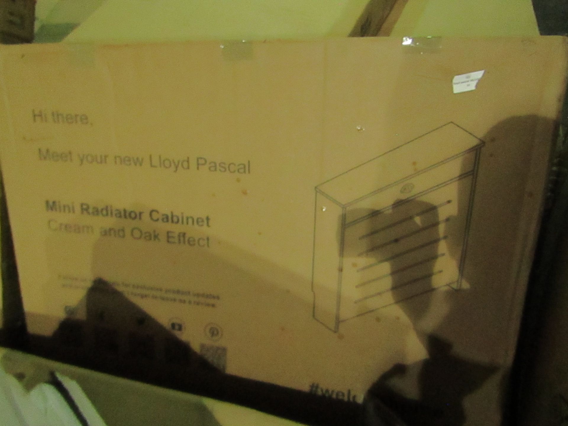 Lloyd Pascal Cream & Oak effect Mini radiator Cover. RRP £99 boxed unchecked - Image 2 of 2