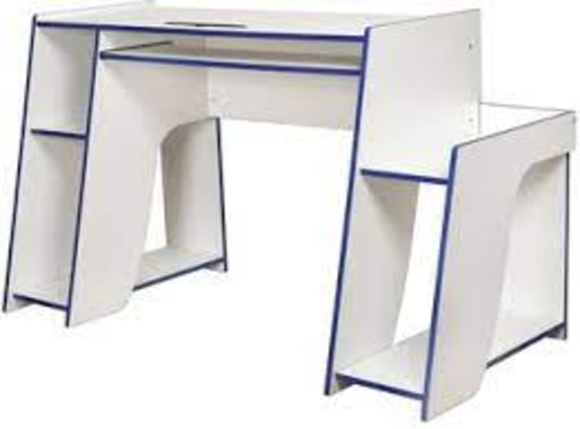 Lloyd Pascal Horizon 5 White & Blue Gaming Desk. RRP £199. Boxed & unchecked