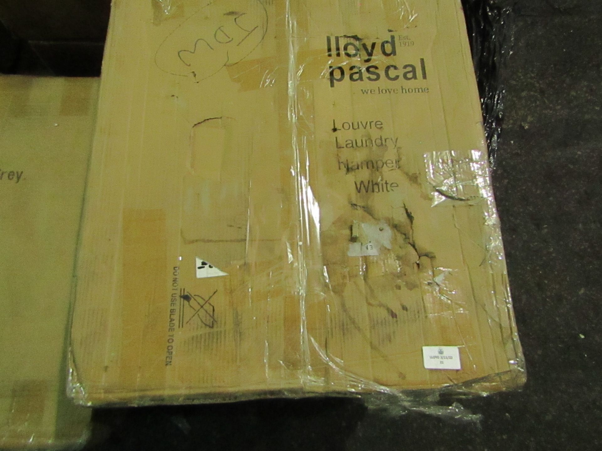 Lloyd Pascal Louvre Laundry Hamper in White. boxed RRP £99 unchecked - Image 2 of 2