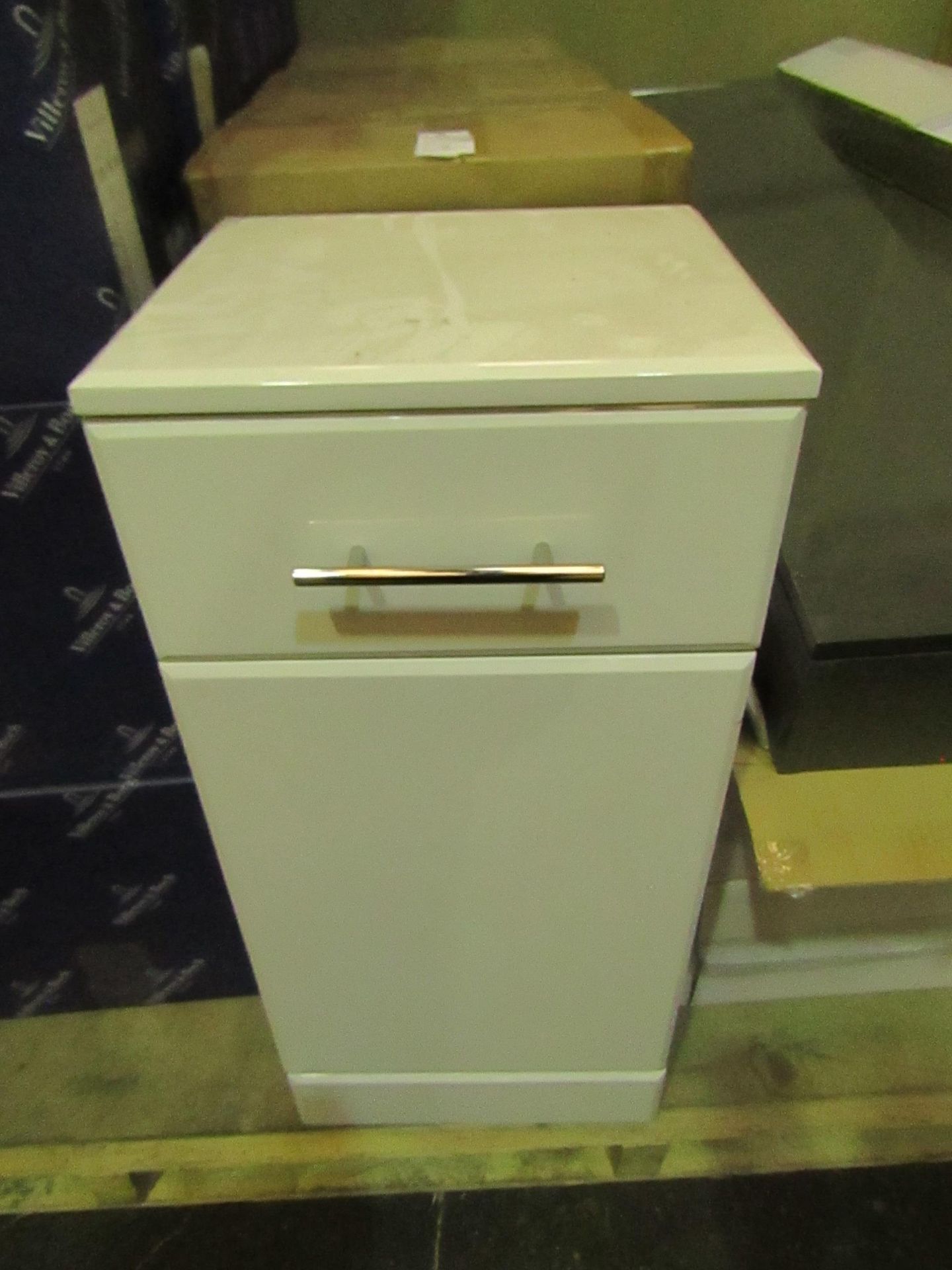 Unbranded - Gloss White 1-Drawer 1-Cupboard Unity ( 350x300x766mm ) - Unused & Boxed.