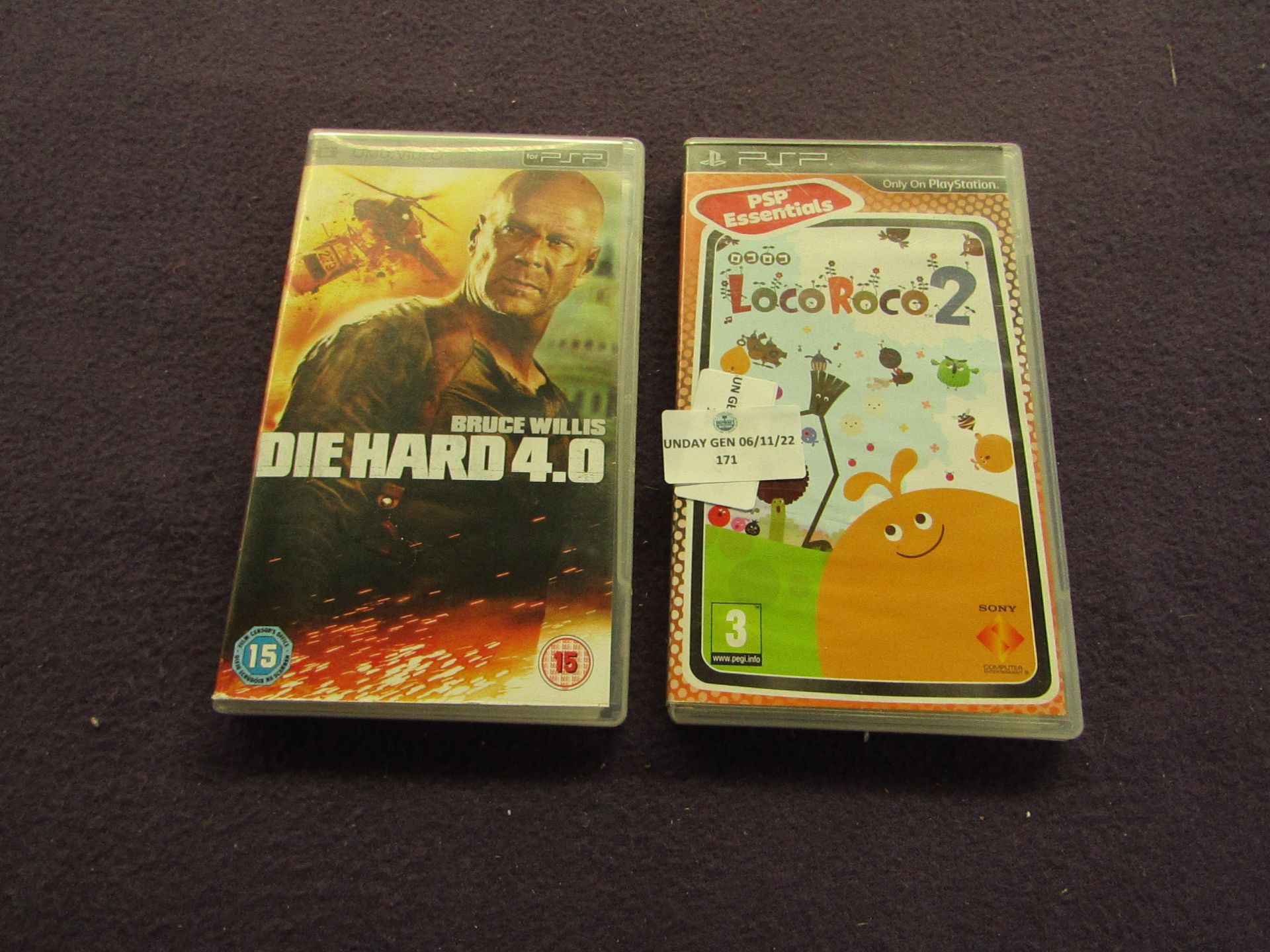 2x Various PSP Games : 1x Die Hard 4.0 1x LocoRoco 2 - Unchecked.