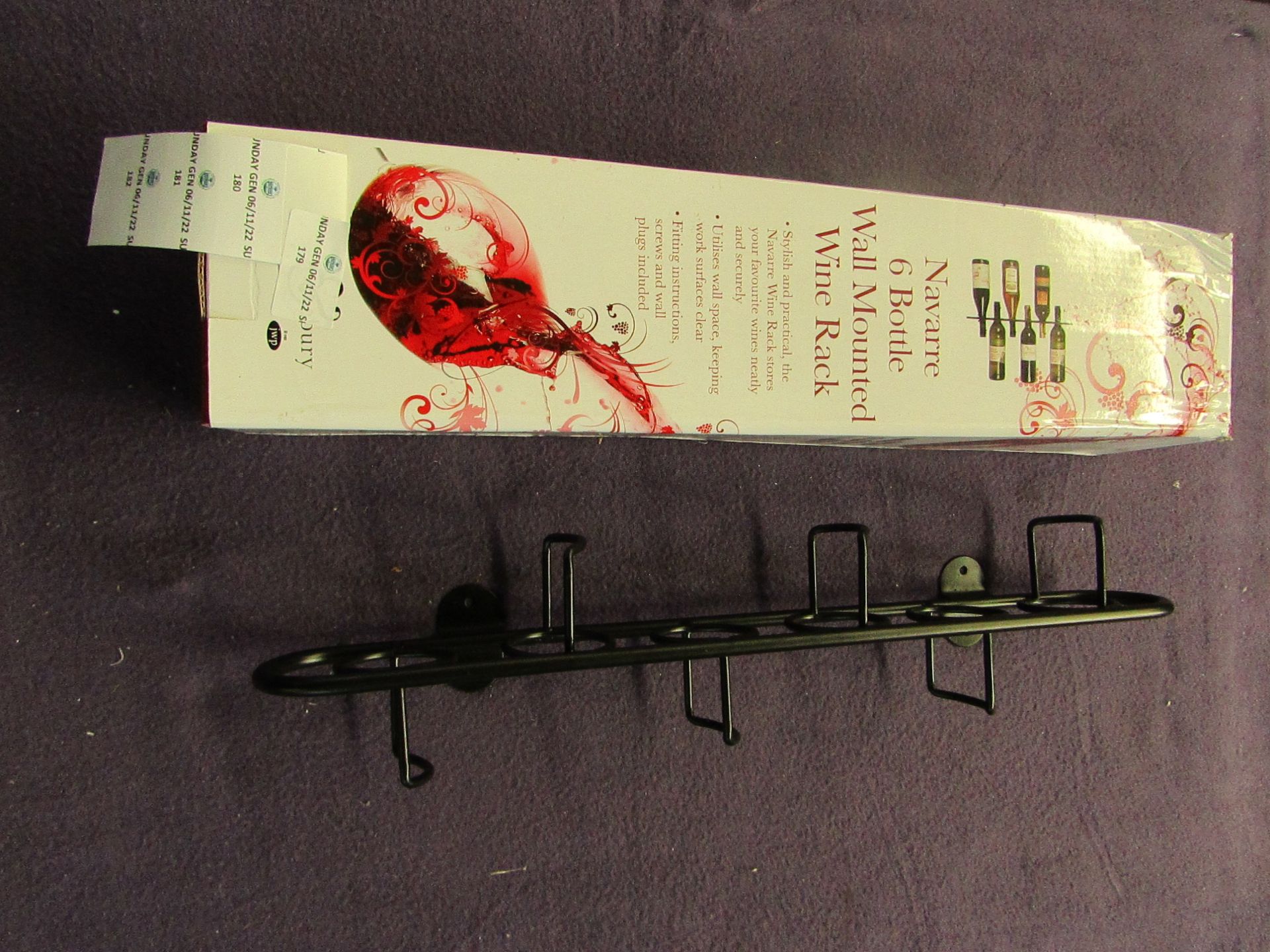 Sloane & Ebury - Navarre Wall-Mount Wine Rack ( Capacity for 6 ) - Unchecked & Boxed.