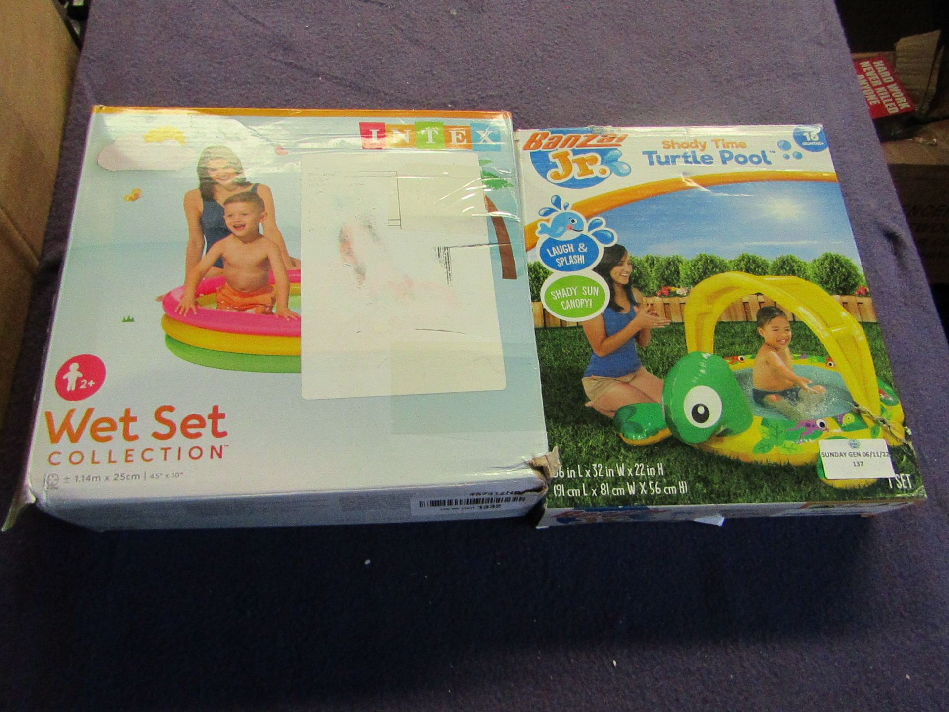 1x Banza JR - Turtle Pool - Unchecked & Boxed. 1x Intex - Wet Set Collection Pool - Unchecked &