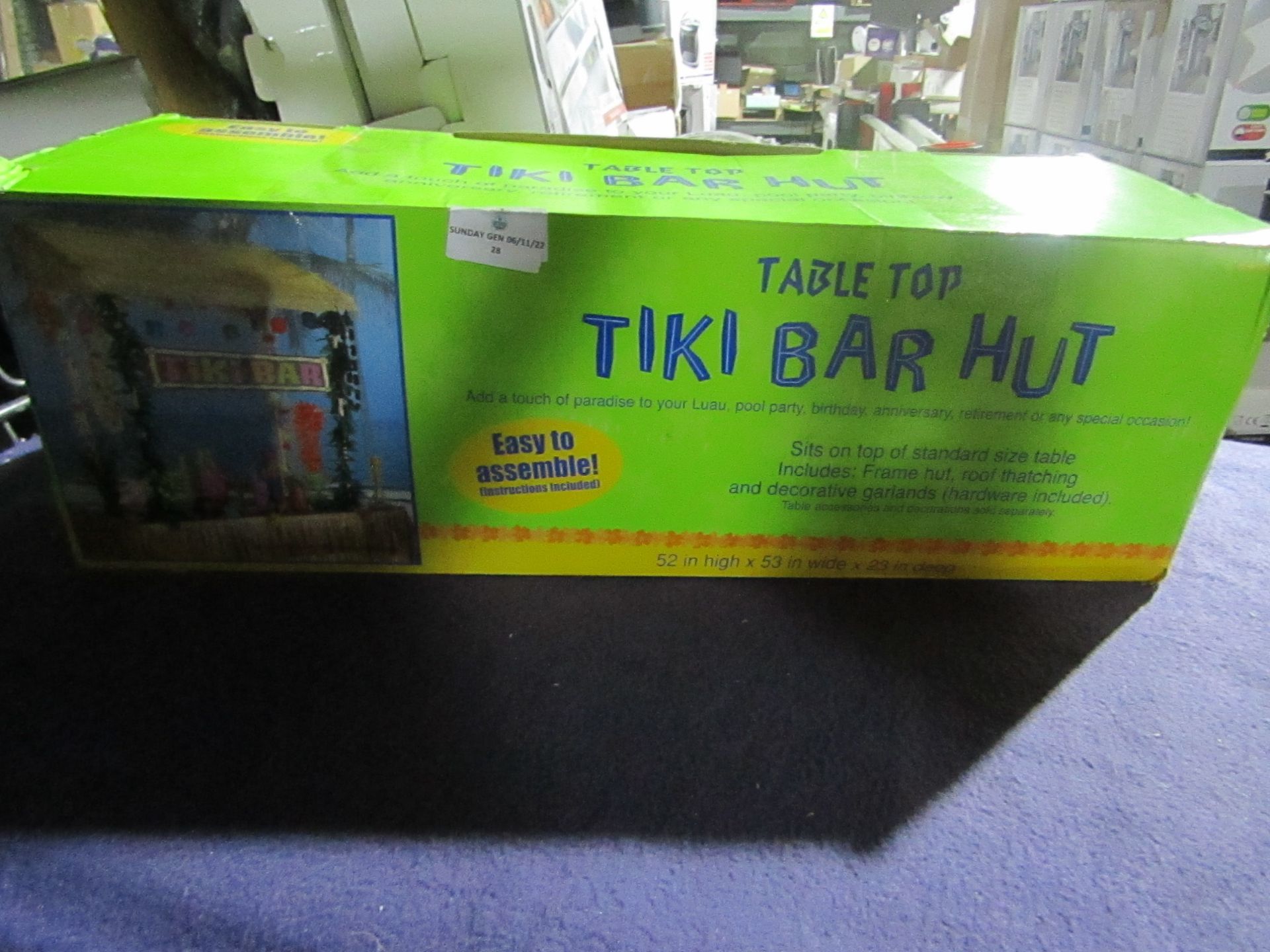 Table-Top Tiki Bar Hut ( H52 x W53 x D23 CM ) - Unchecked & Boxed.