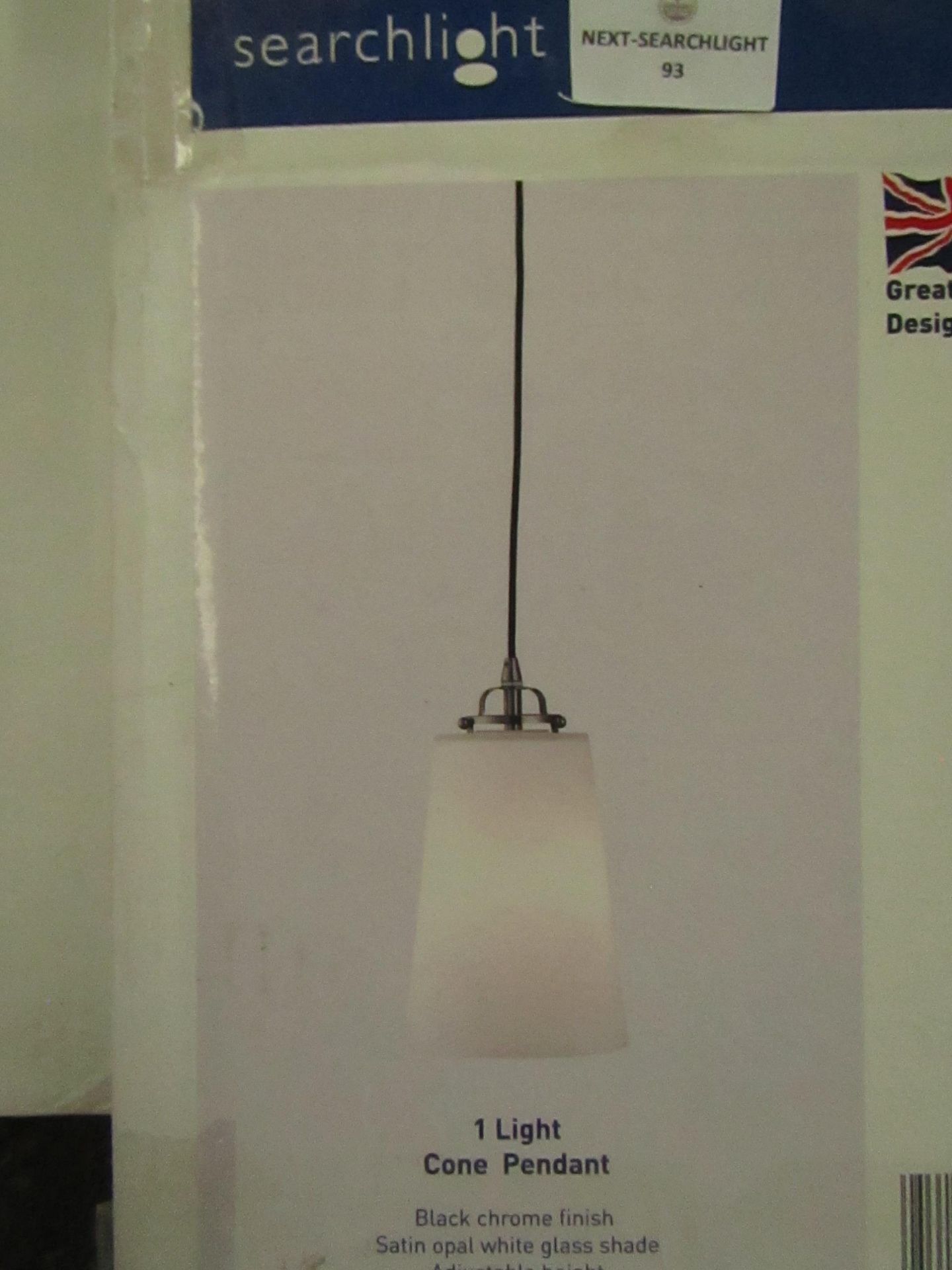 Searchlight 0442BC Opal Cone Pendant Opal White Glass Shade RRP “?31.00 (PLT 3plt) - This lot - Image 2 of 2