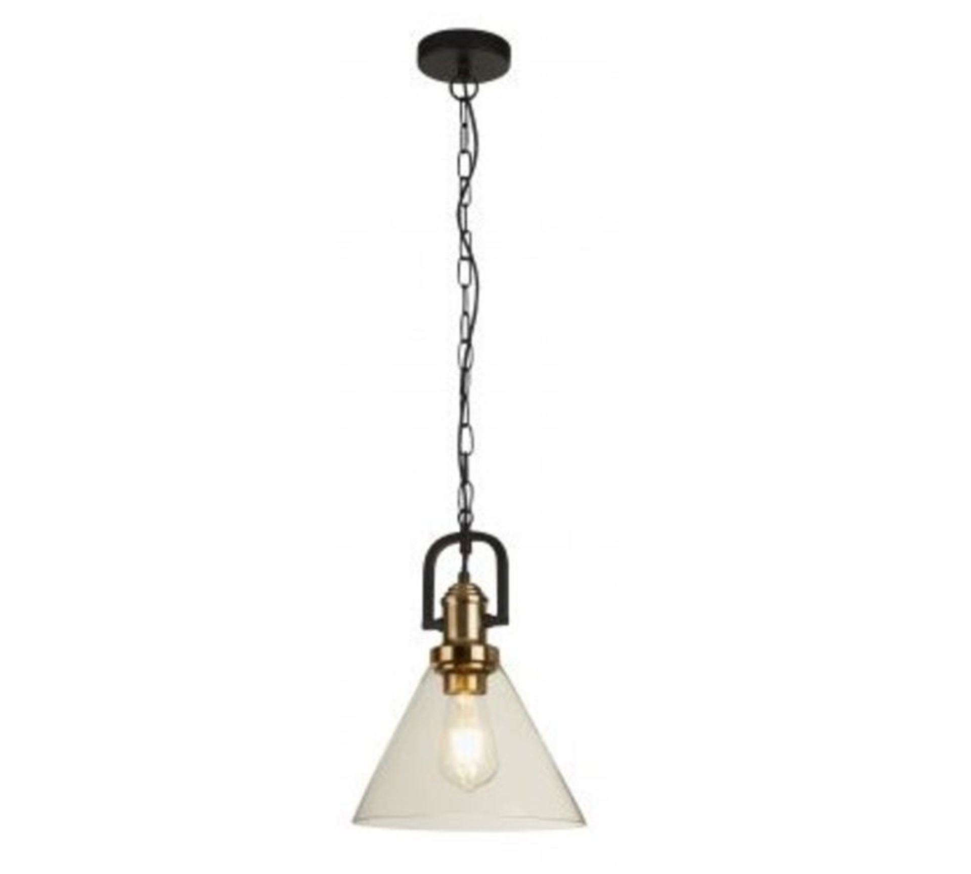 Searchlight Pyramid 1lt Pendant Antique Brass Clear Pyramid Glass Shade RRP œ82.00 This single