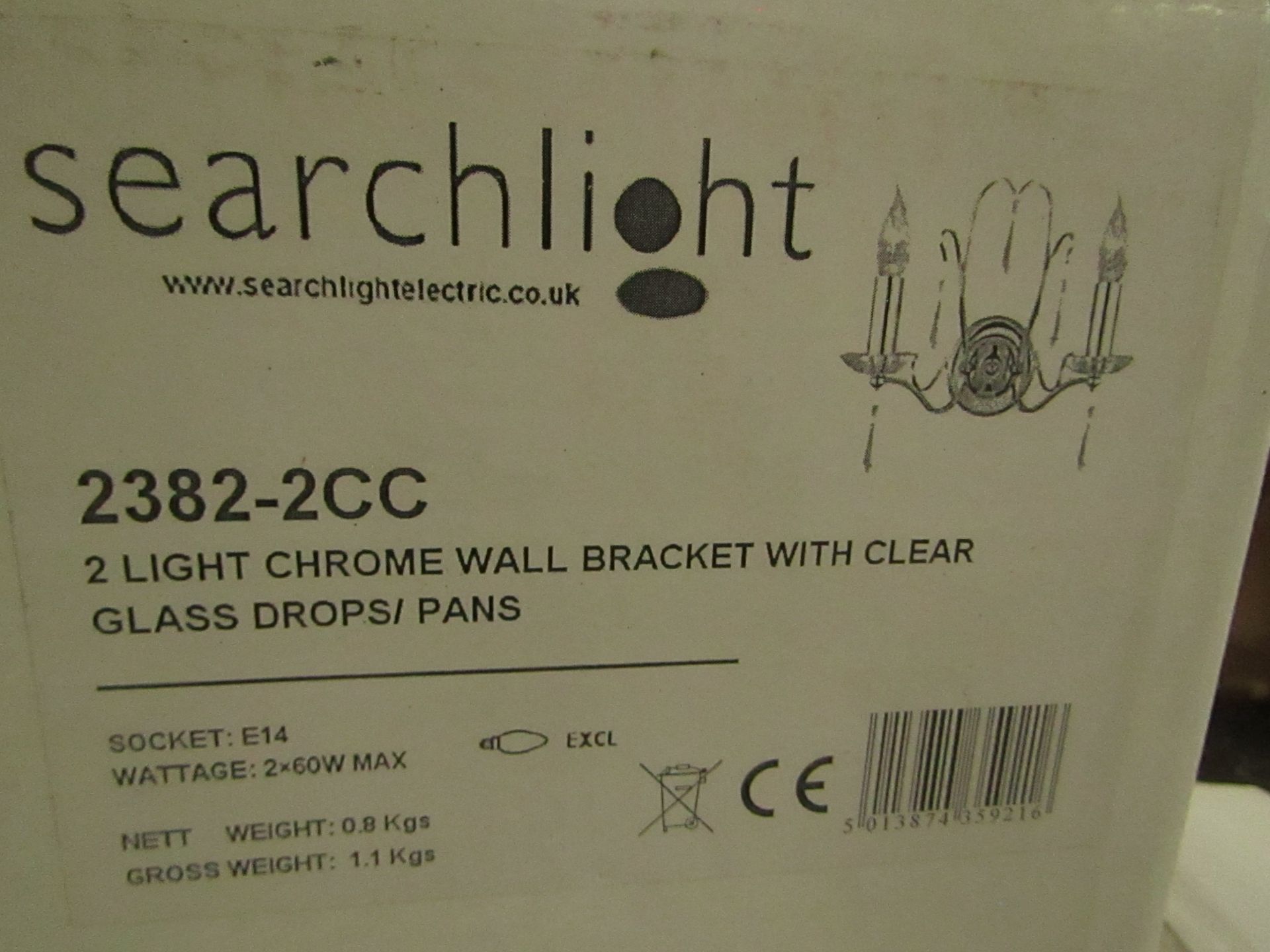 Searchlight Tiara 2 Light Wall Bracket In Chrome RRP “?68.00 - This lot contains unsorted raw - Image 2 of 2