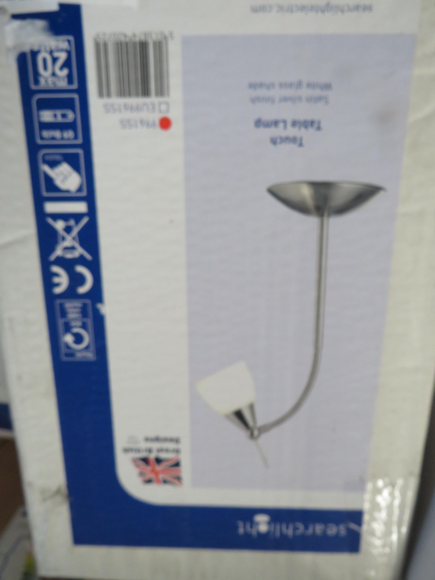 Searchlight Touch Table Lamp Ss - White Glass RRP “?52.00 - This lot contains unsorted raw