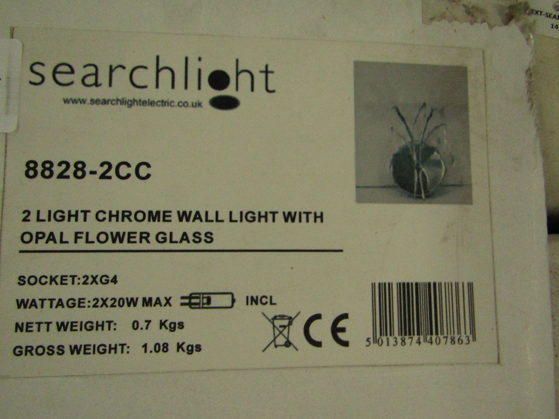 Searchlight Calla 2 Bright Light Chrome Semi-Flush Wall Light Fitting RRP “?42.00 - This lot - Image 2 of 2