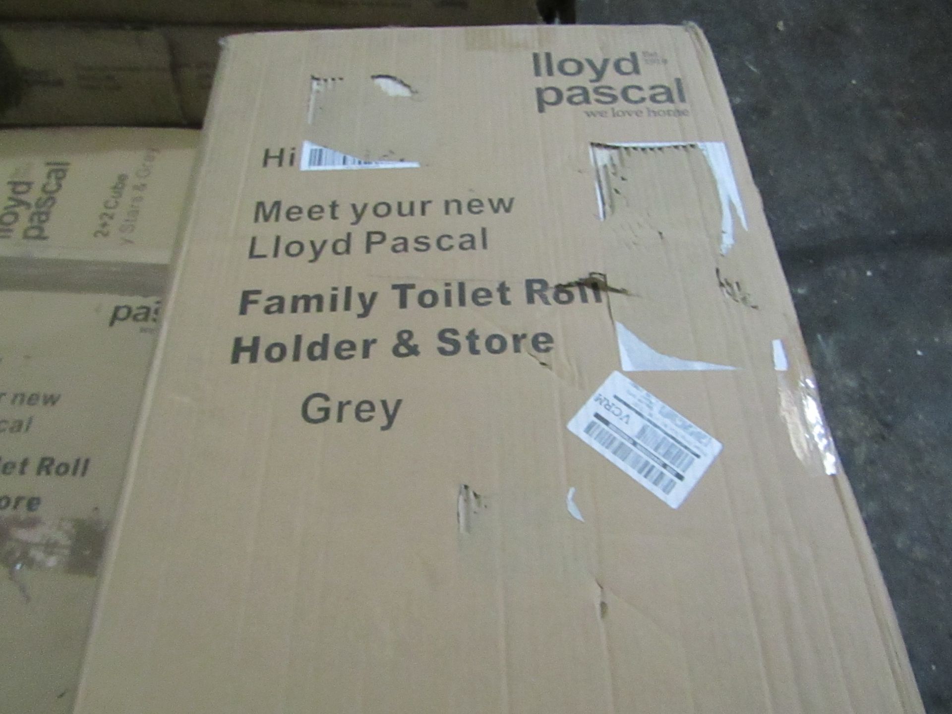 Lloyd Pascal Grey Family Toilet Roll Holder & Store. RRP £65 boxed unchecked