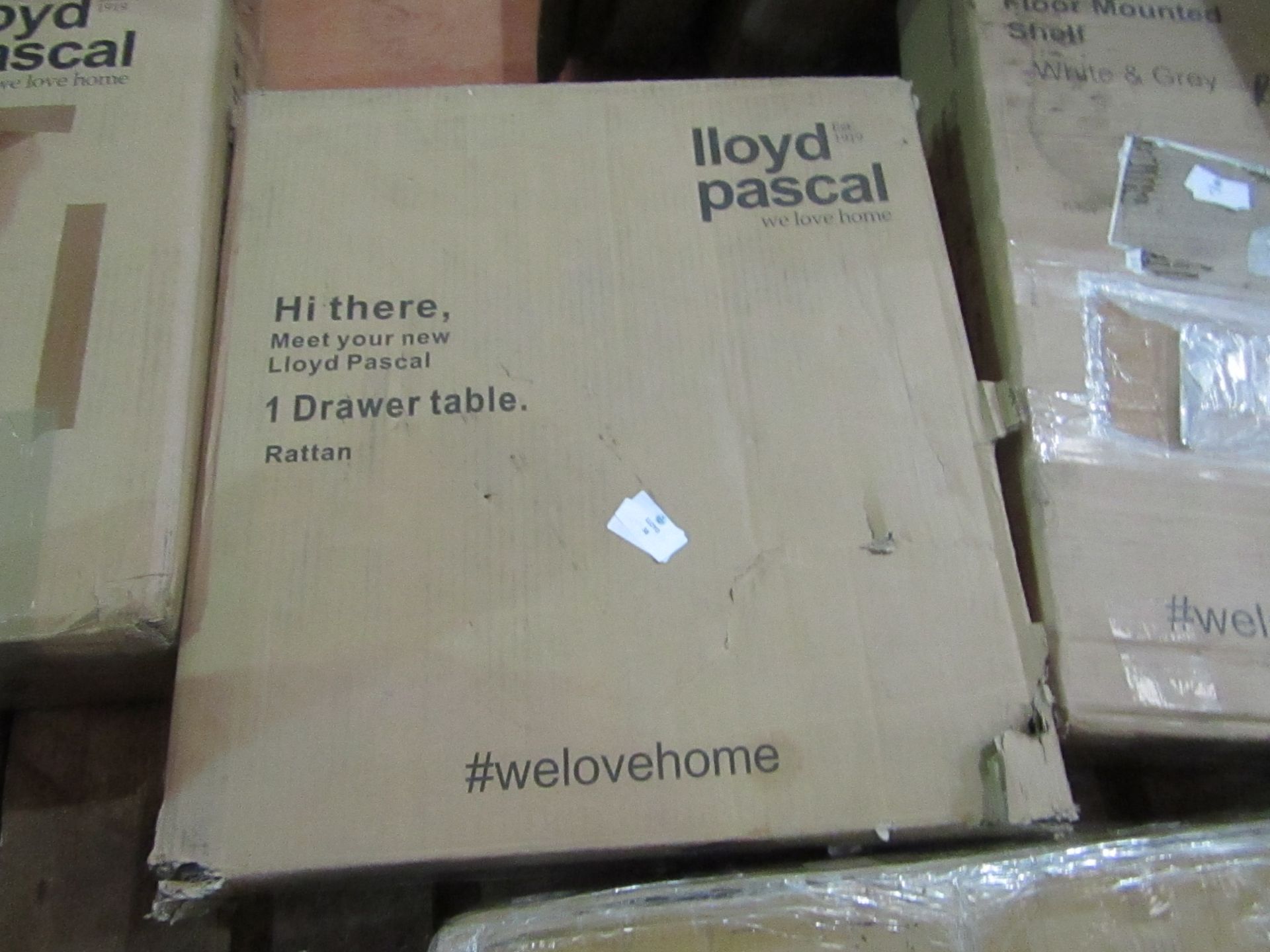 Lloyd Pascal 1 Drawer Table in Rattan. RRP £69. Boxed & unchecked - Image 2 of 2