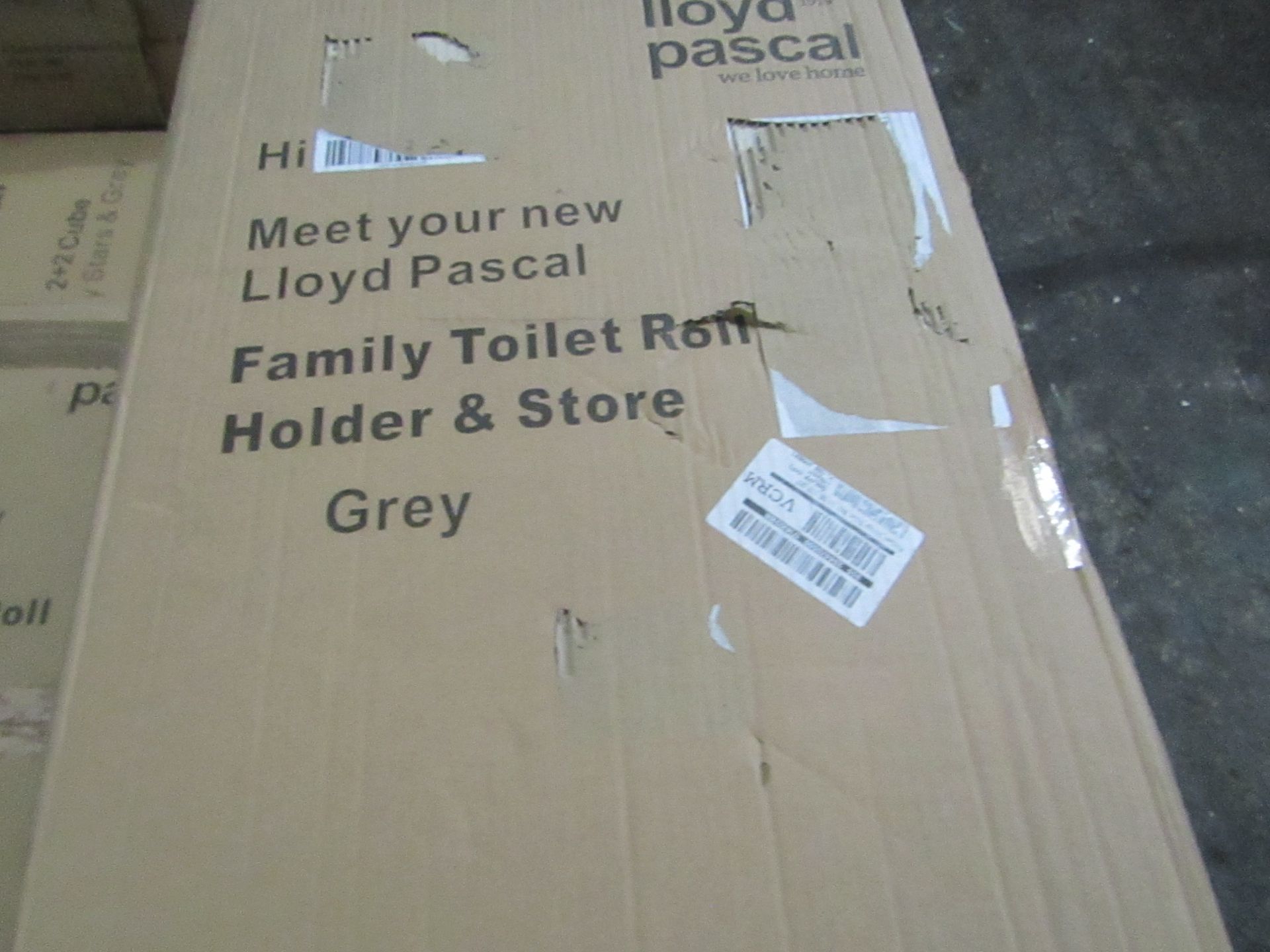 Lloyd Pascal Grey Family Toilet Roll Holder & Store. RRP £65 boxed unchecked