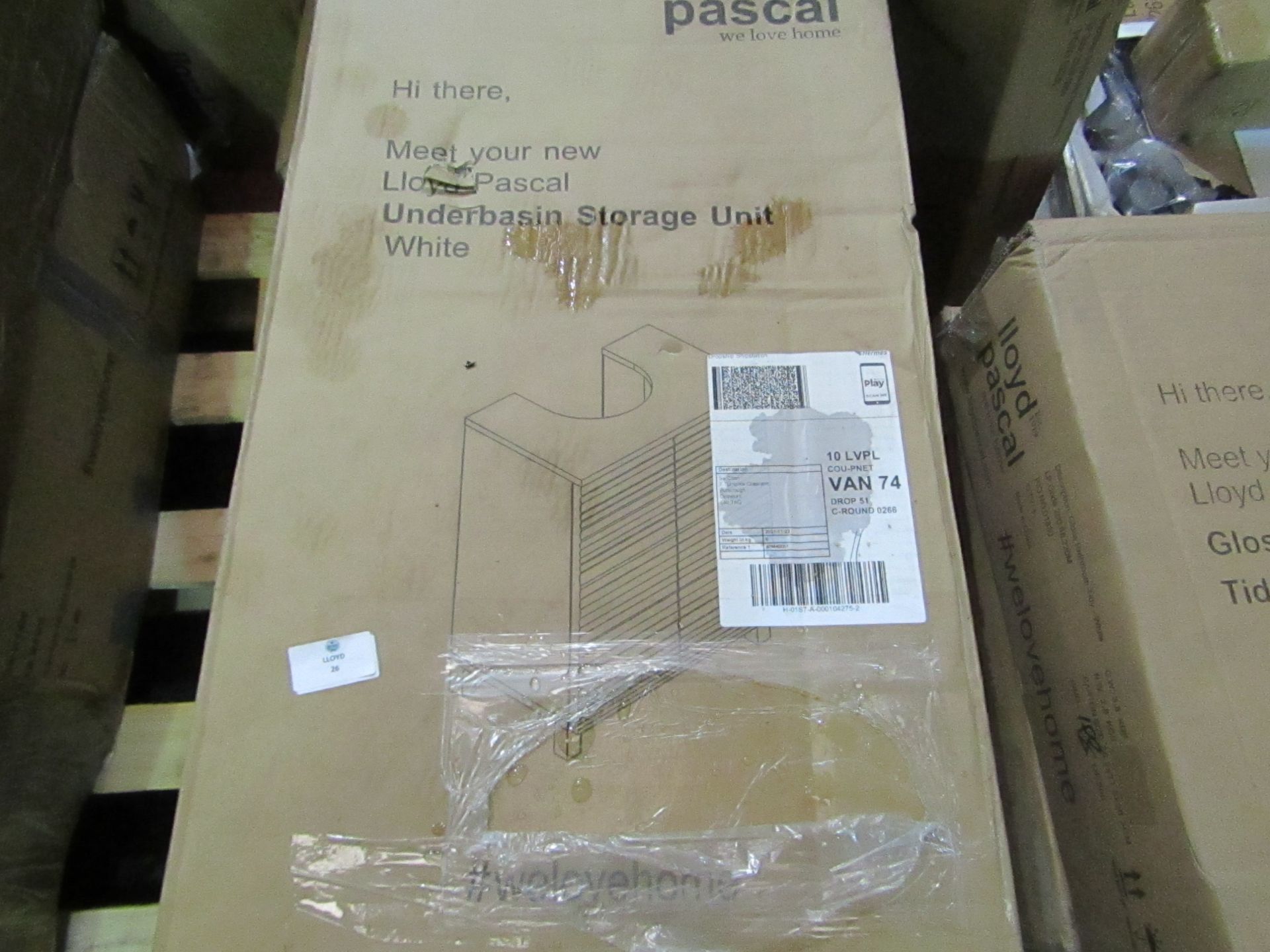Lloyd Pascal White Underbasin Storage unit. RRP £99. Boxed but unchecked - Image 2 of 2
