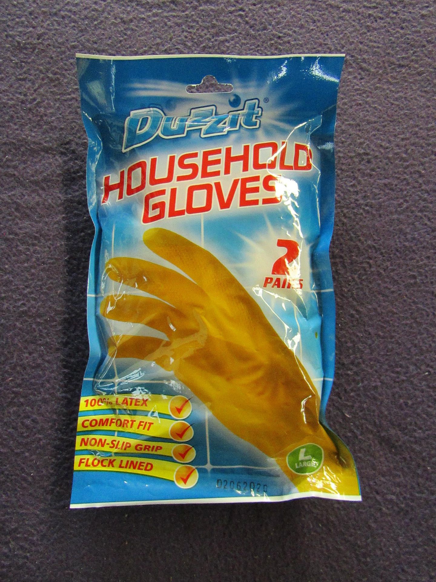 12x Duzzit - HouseHold Yellow Latex Gloves - Size Large ( 2 Pairs Of Gloves Per Pack ) - Unused &
