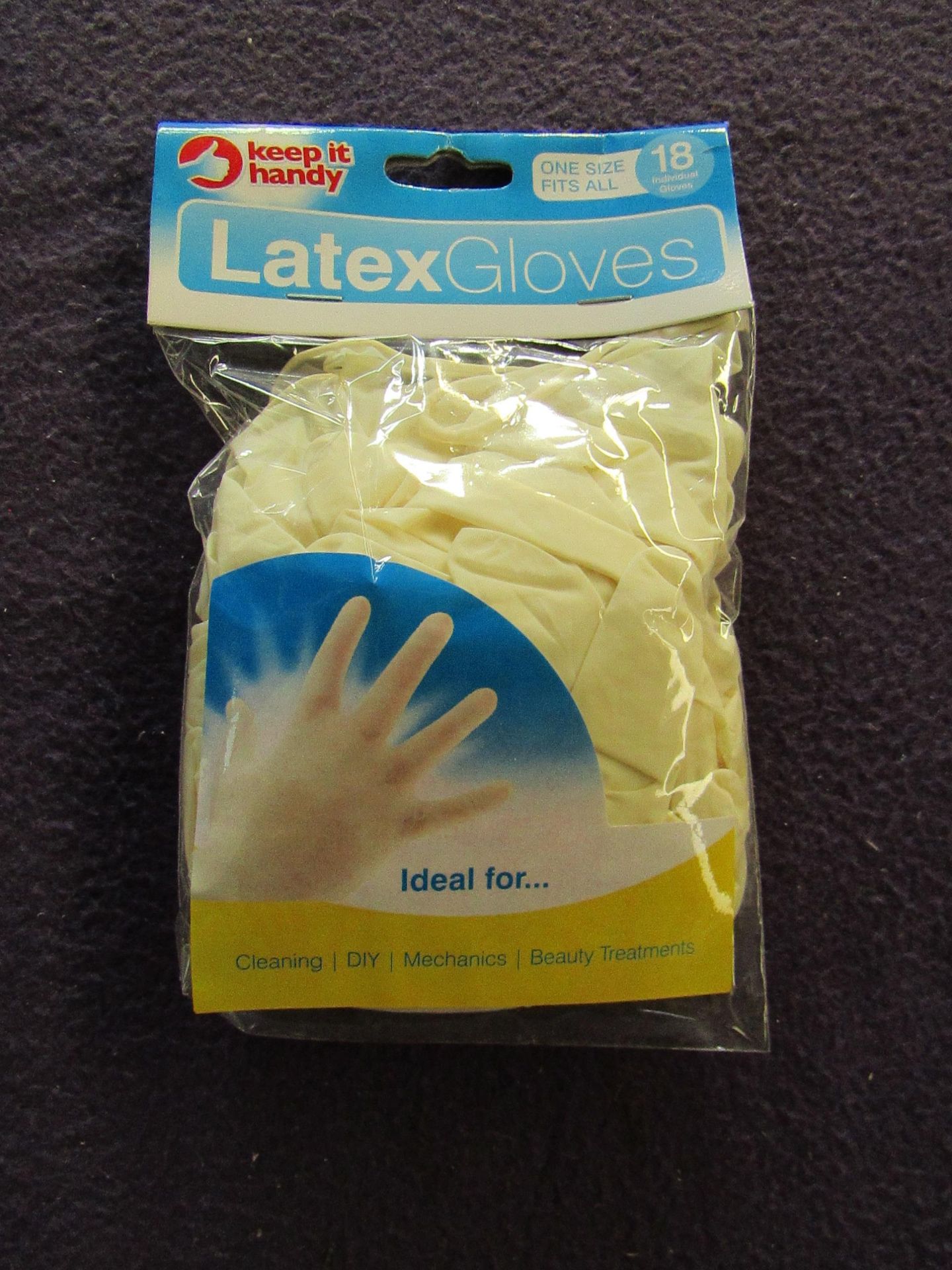 24x Keep It Handy - Latex Gloves - One Size ( 9 Pairs of Gloves Per Pack ) - All Unused & Boxed.