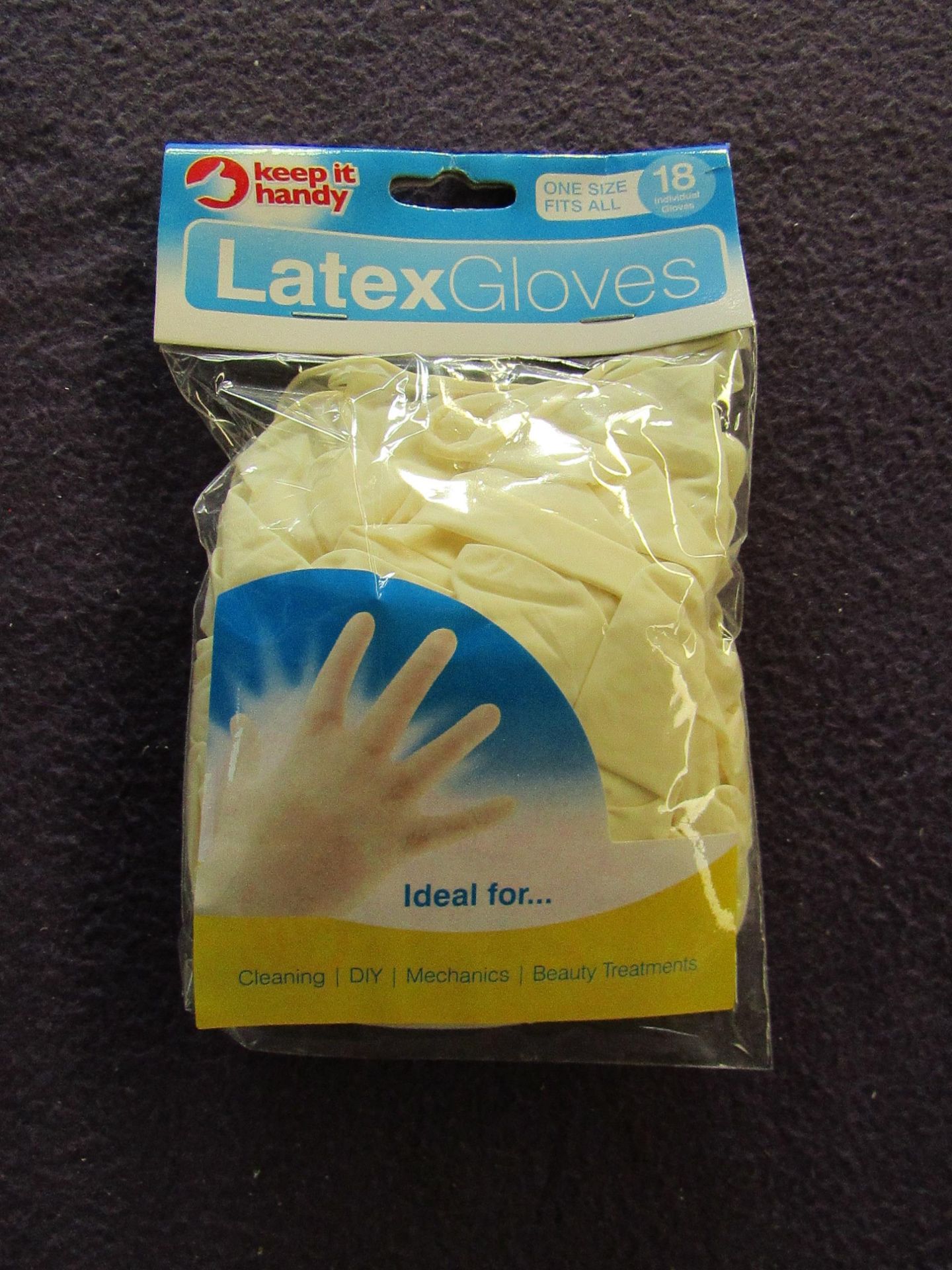 24x Keep It Handy - Latex Gloves - One Size ( 9 Pairs of Gloves Per Pack ) - All Unused & Boxed.