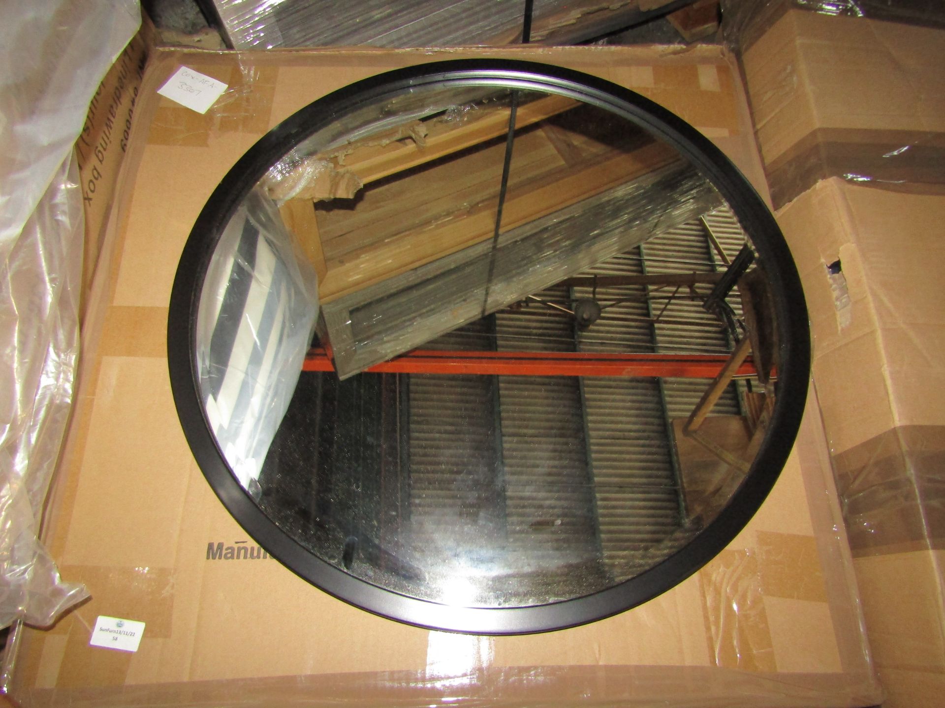 Cox & Cox Black Bevelled Round Mirror - Small RRP Â£125.00 With a beautifully simple, slender