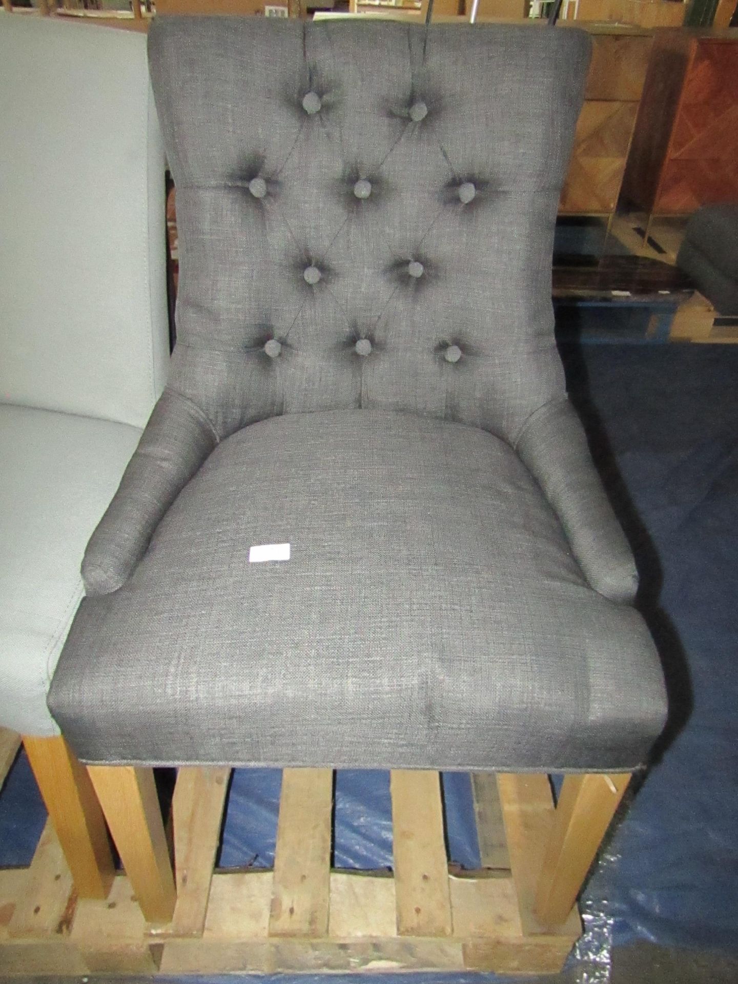 Cotswold Company Primrose Upholstered Button Back Chair - Charcoal RRP Â£185.00 (PLT COT-APM-A-3097)