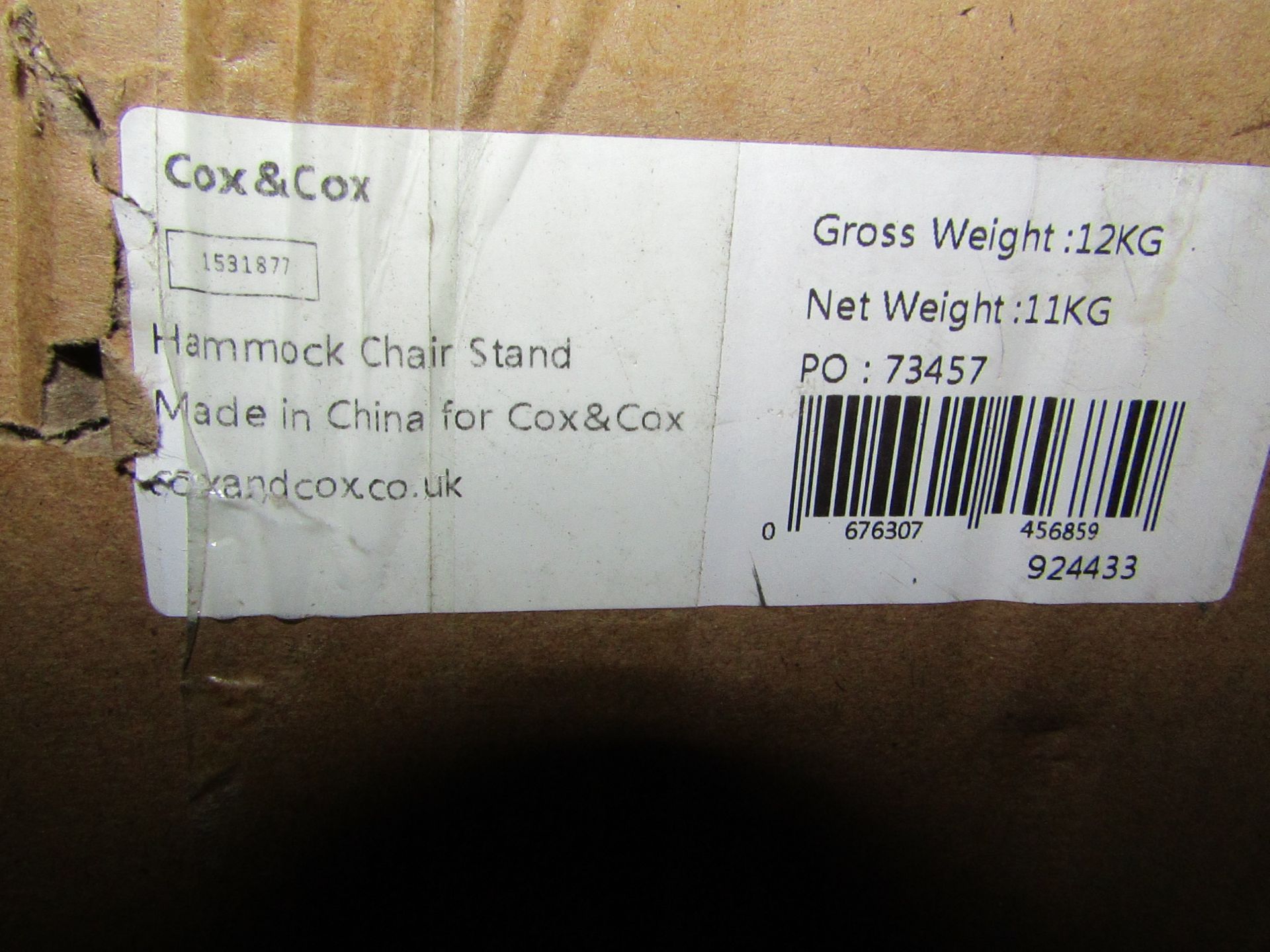 Cox & Cox Hammock Chair Stand RRP Â£120.00 SKU 1531877 (PLT 3RD AVE PALLET 64) Hammock Chair Stand