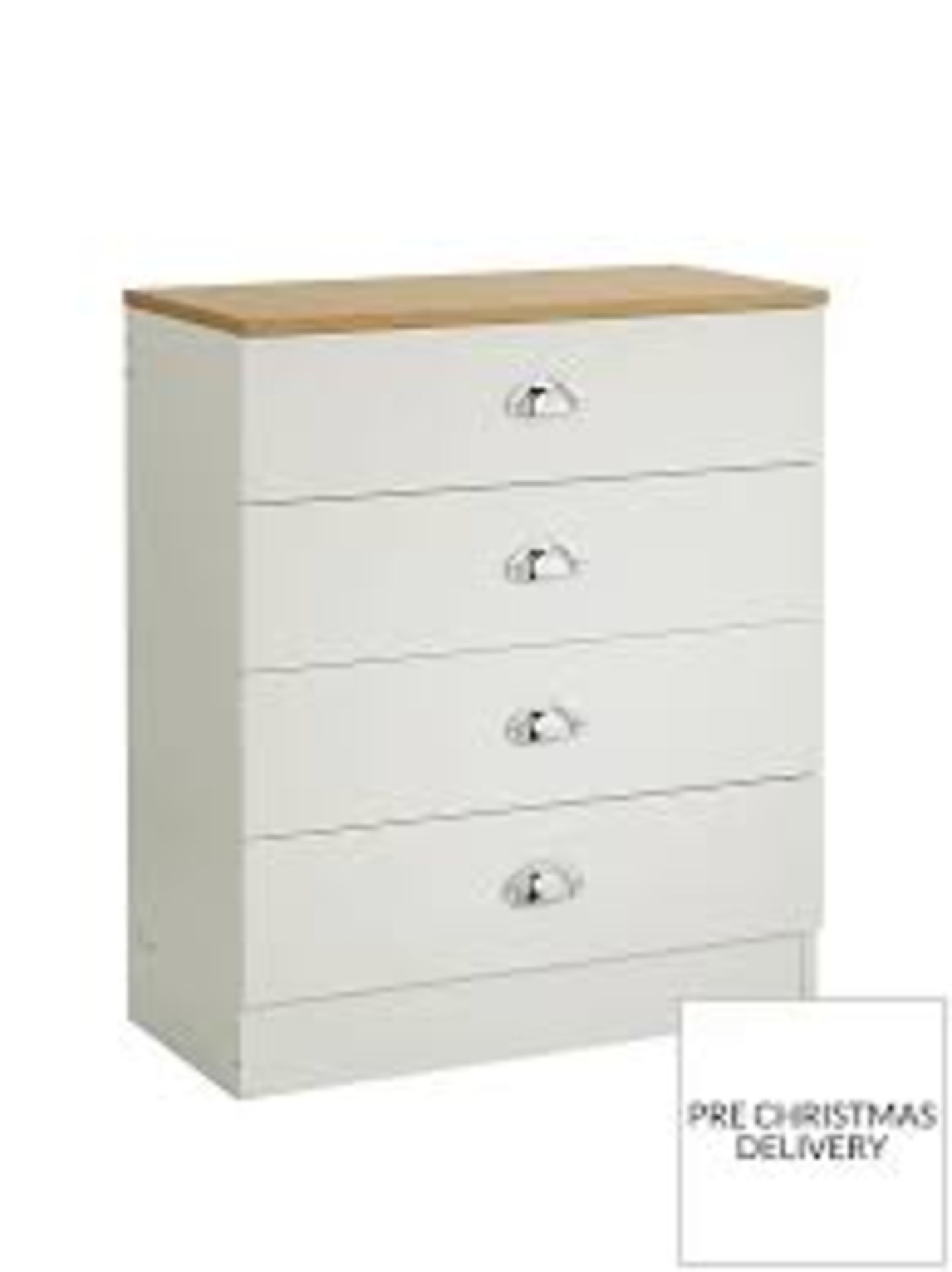 Lloyd Pascal - 4-Drawer Chest - Cream & Oak Effect - Unchecked & Boxed.