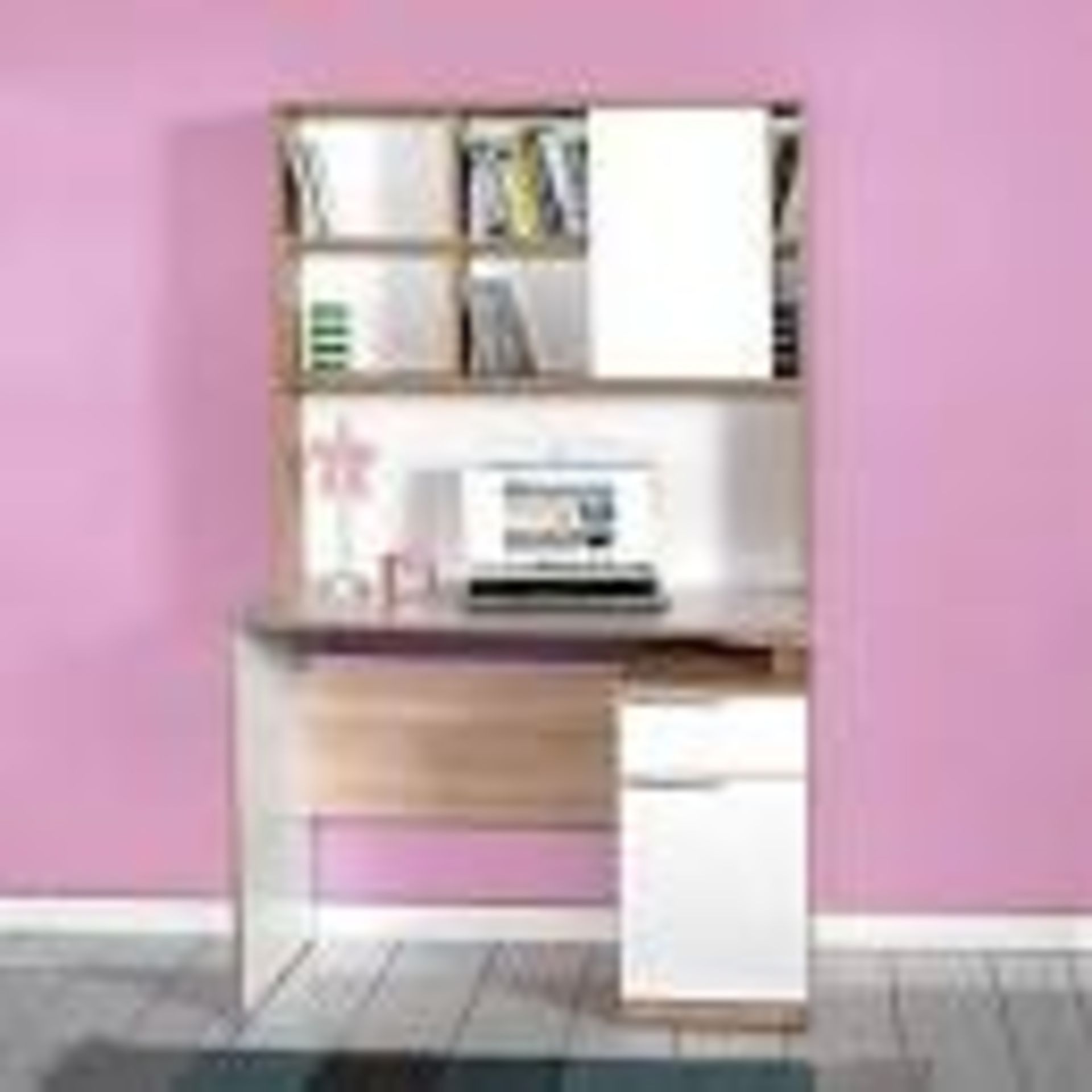 Lloyd Pascal Adore Mobilya Dynamic Study Desk with Hutch, White and Beech. RRP £119