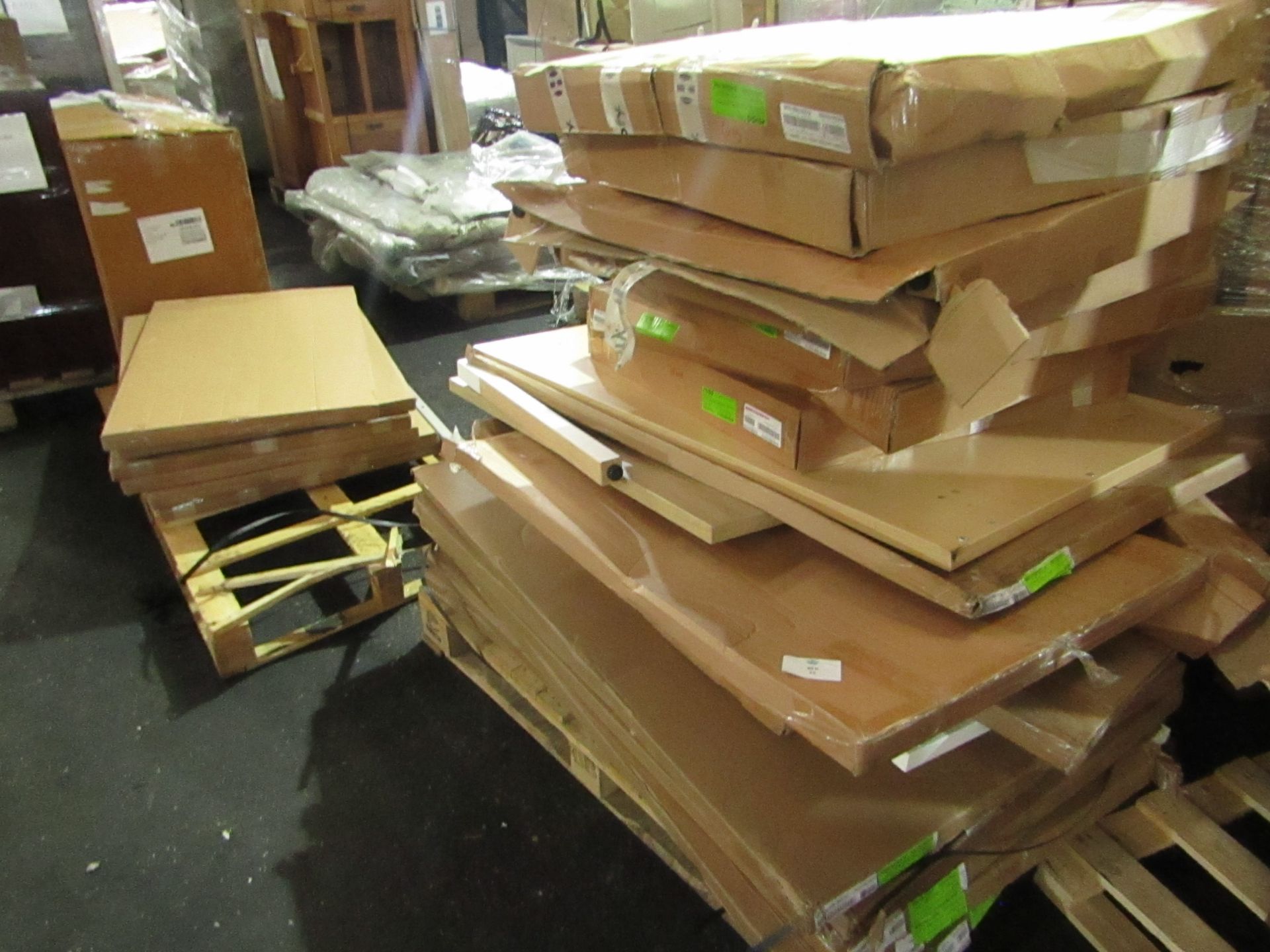 2 x Pallets of HOFY Desk parts. All unchecked