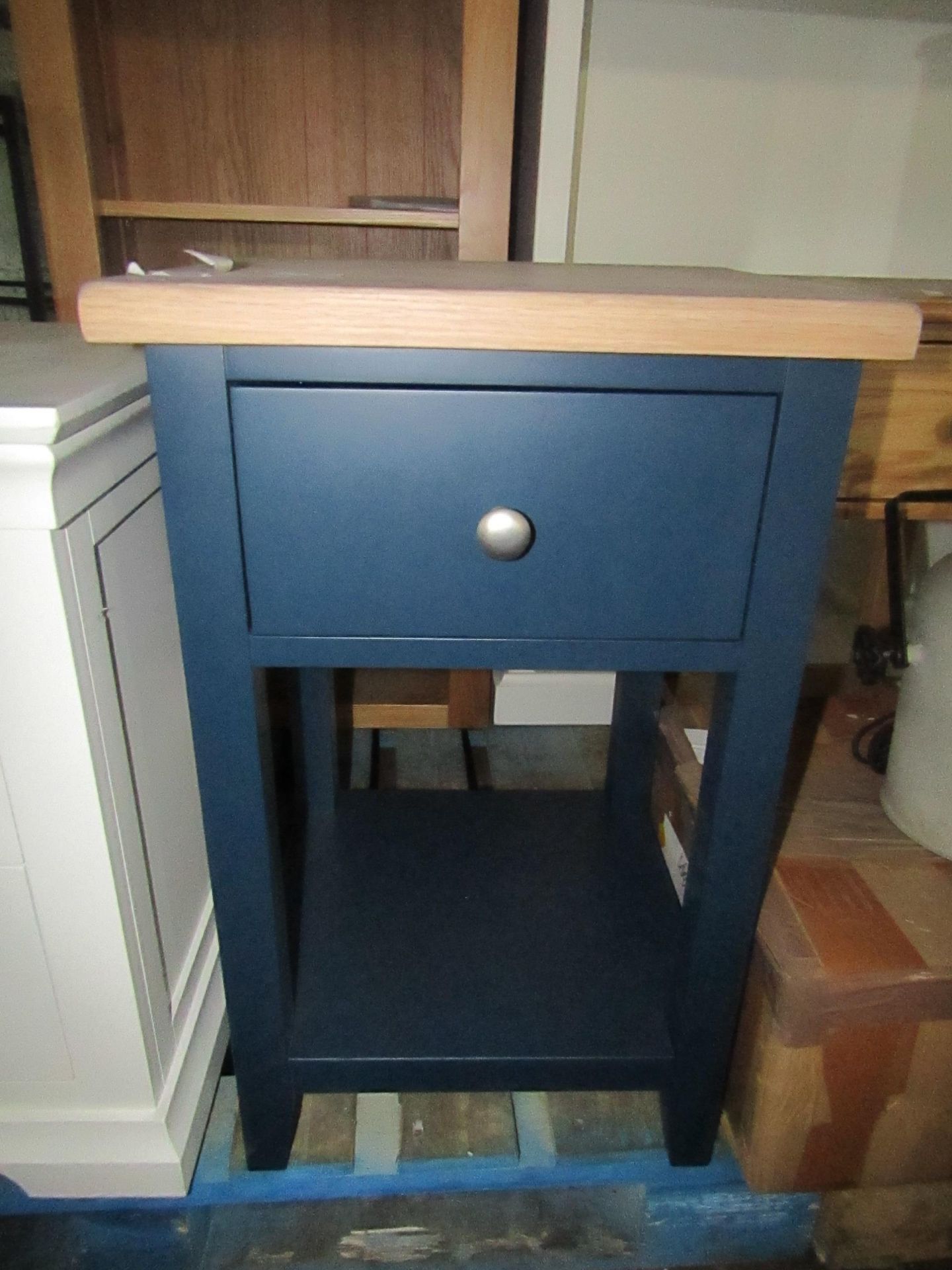 Cotswold Company Chester Midnight Blue 1 Drawer Bedside RRP Â£145.00 (PLT COT-APM-A-2945)