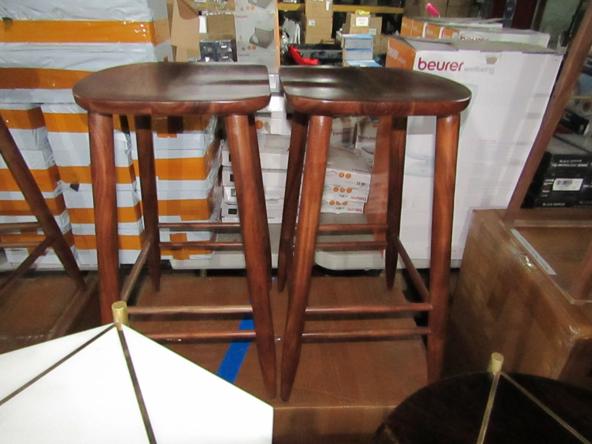 Swoon Southwark Set of Two Kitchen Stools in Acacia RRP ¶œ179.00