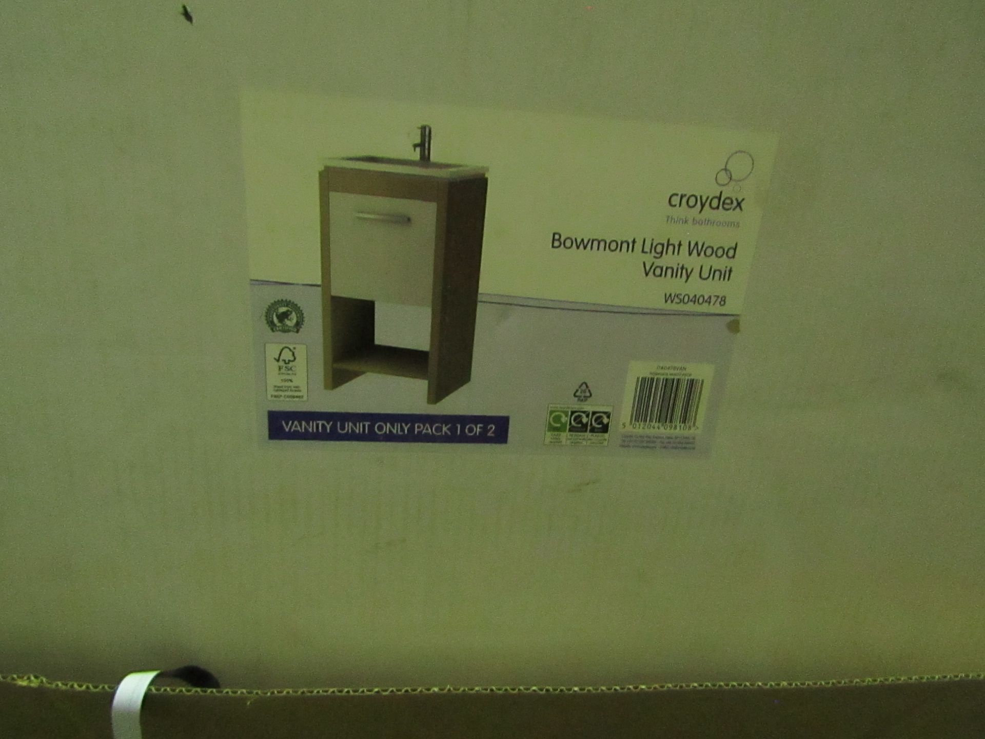 Croydex - Light brown wood Vanity Unit - Unused & Boxed.