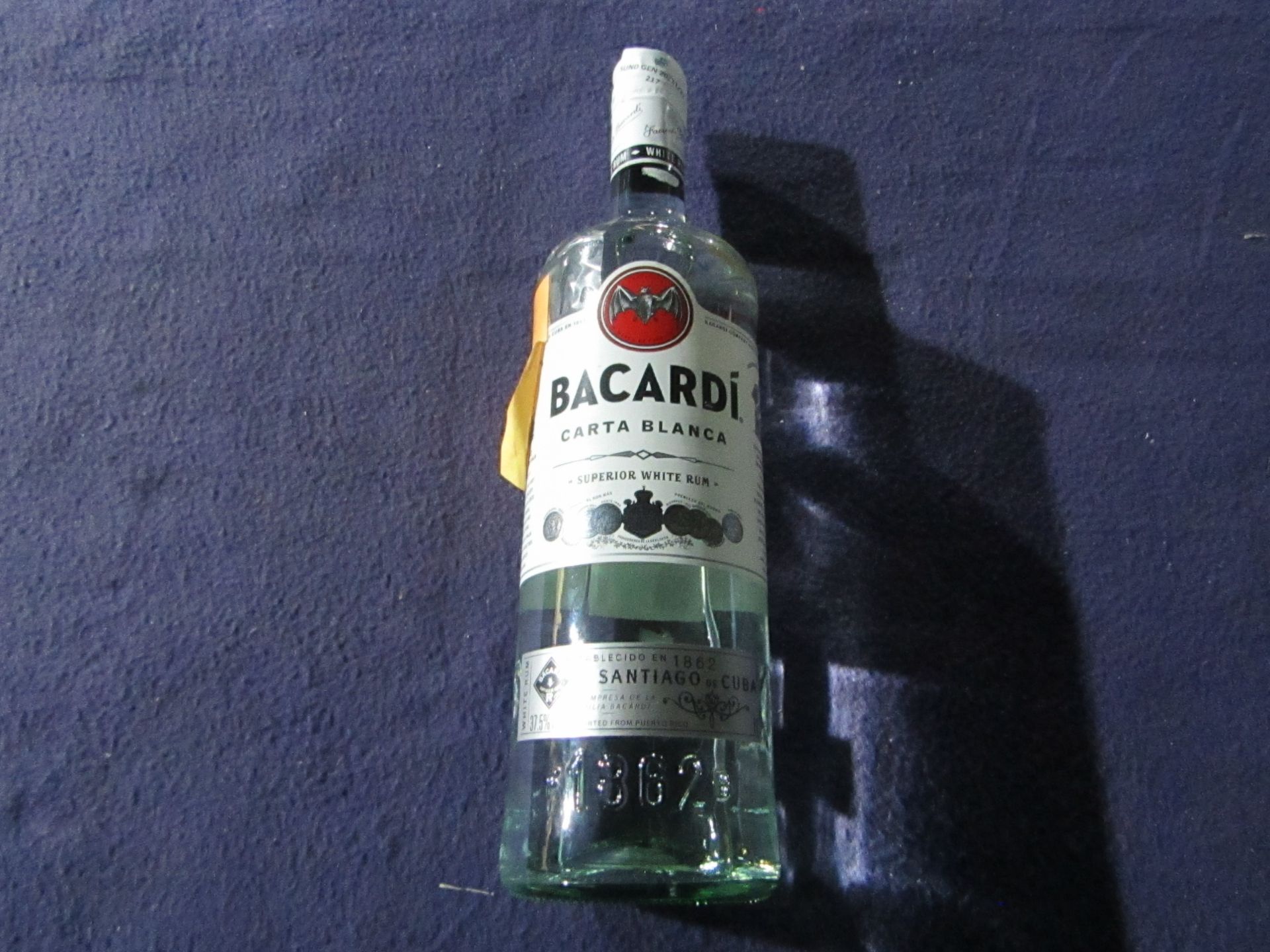 Bacardi Carta Blanca Superior White Rum - 37.5% Vol - 1 Litre - Unused.