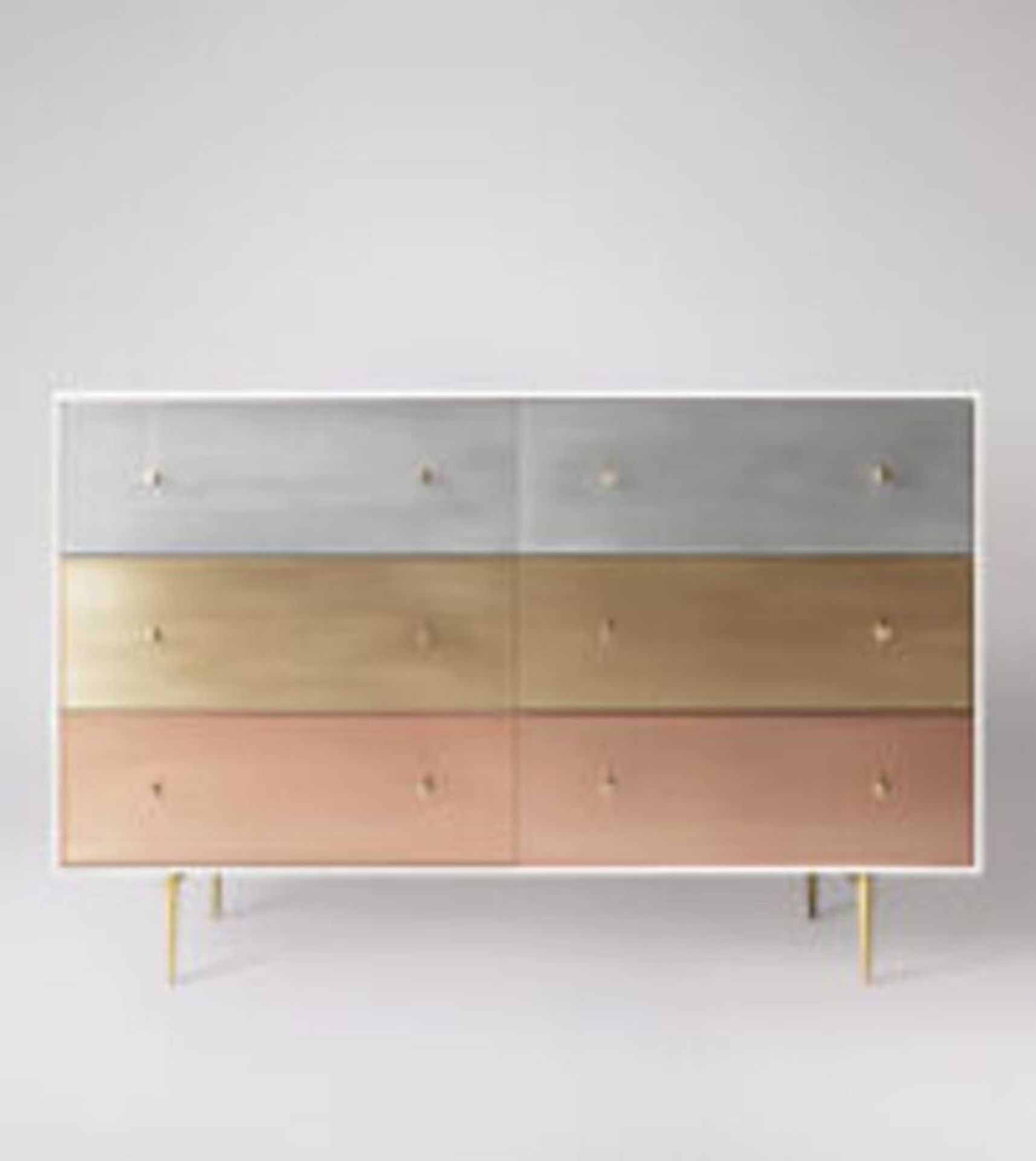 Swoon Faroe Mixed Metals & White Six Drawer Chest Of Drawers - RRP £729 SKU SWO-AP-faroechestsixdram