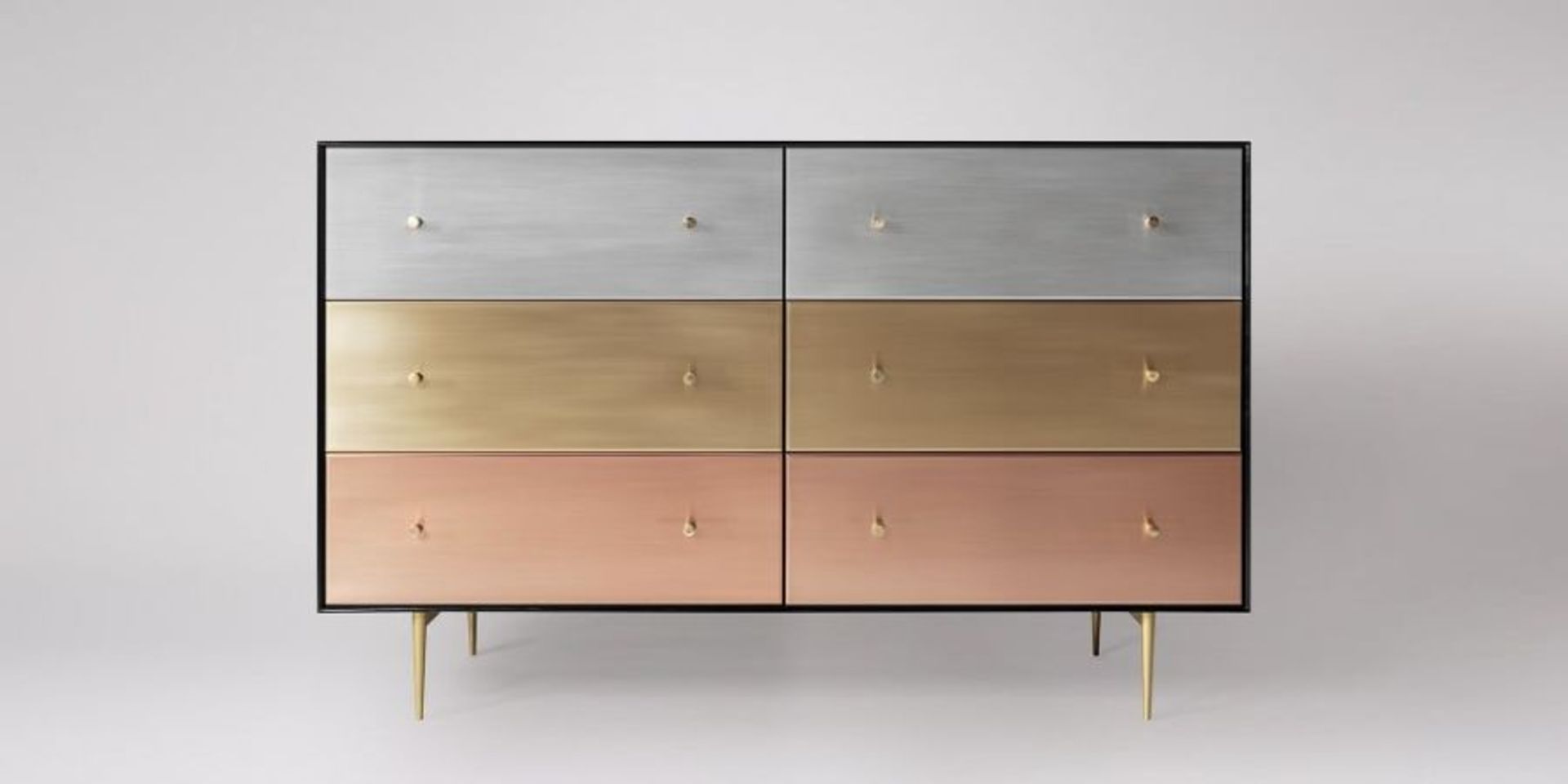 Swoon Faroe Mixed Metals & White Six Drawer Chest Of Drawers - RRP £729 SKU SWO-AP-faroechestsixdram