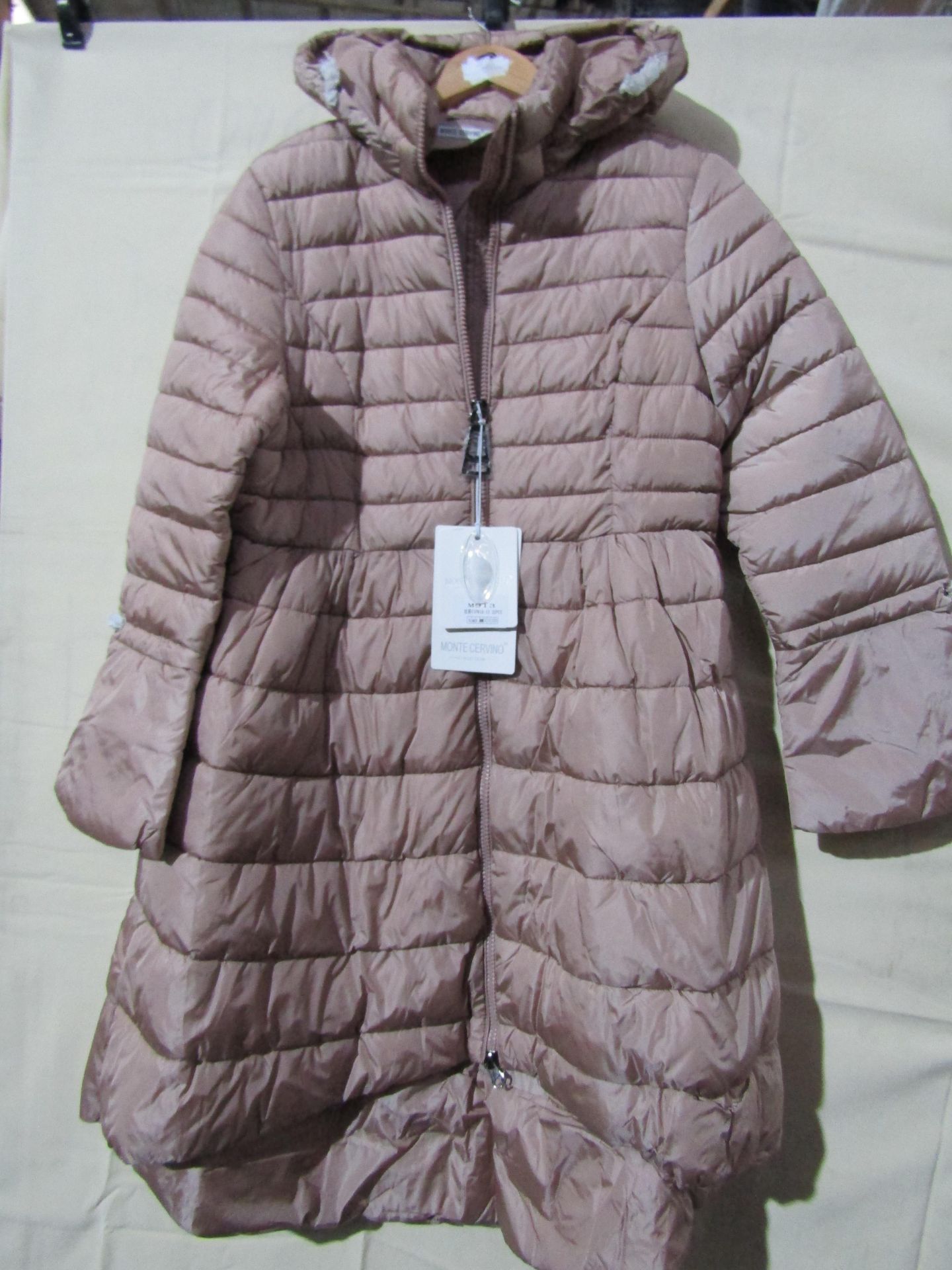 Monte Cervino Padded Coat With Hood Dusky Pink Size L New & Packaged