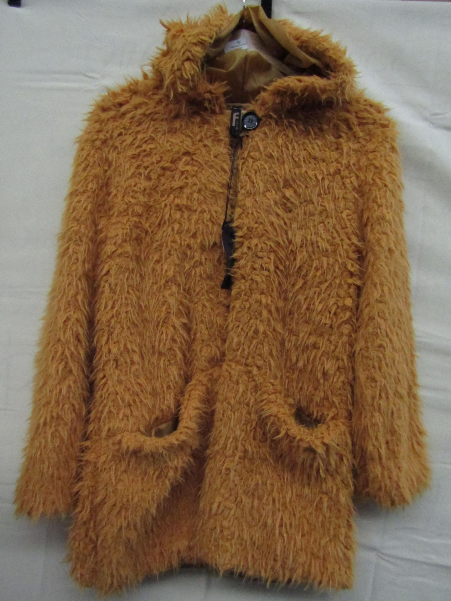 Teddy Bear Jacket Lined Mustard Colour Approx Size 12-14 New With Tags