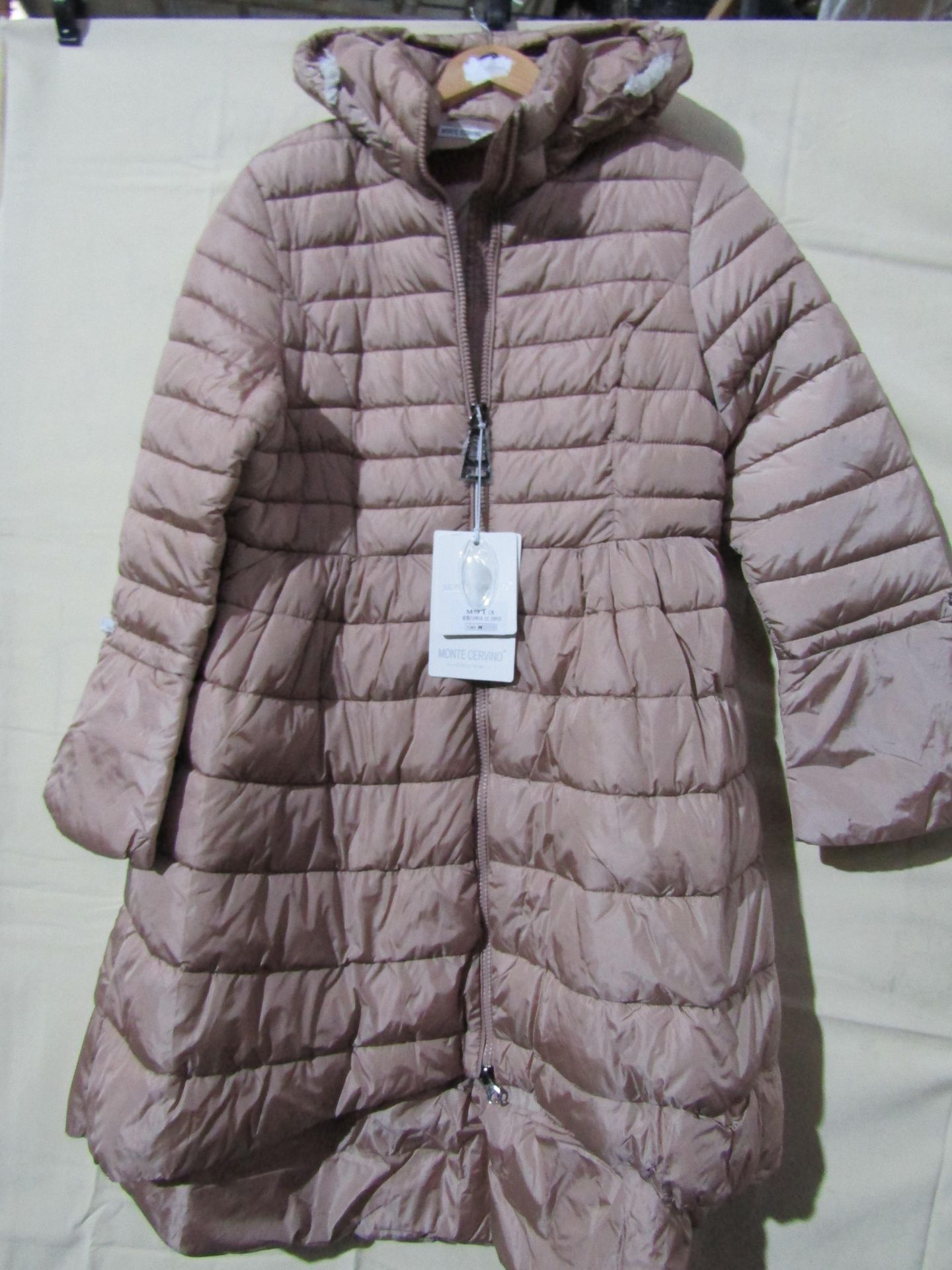 Monte Cervino Padded Coat With Hood Dusky Pink Size M New & Packaged