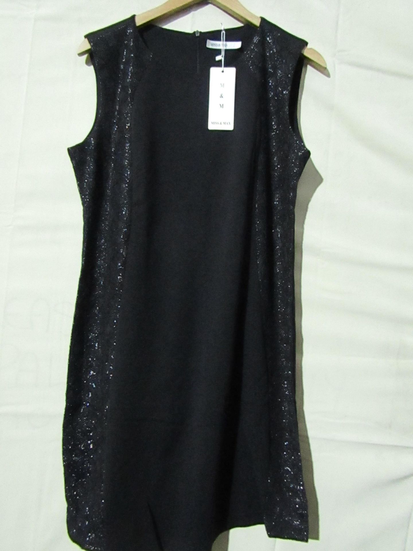 Miss & Max Dress Black With Sparkly Lace Trim Size X/L New & Packaged