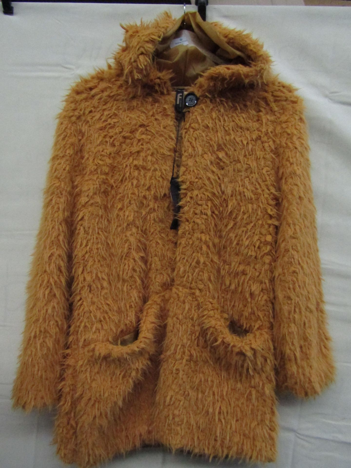 Teddy Bear Jacket Lined Mustard Colour Approx Size 12-14 New With Tags