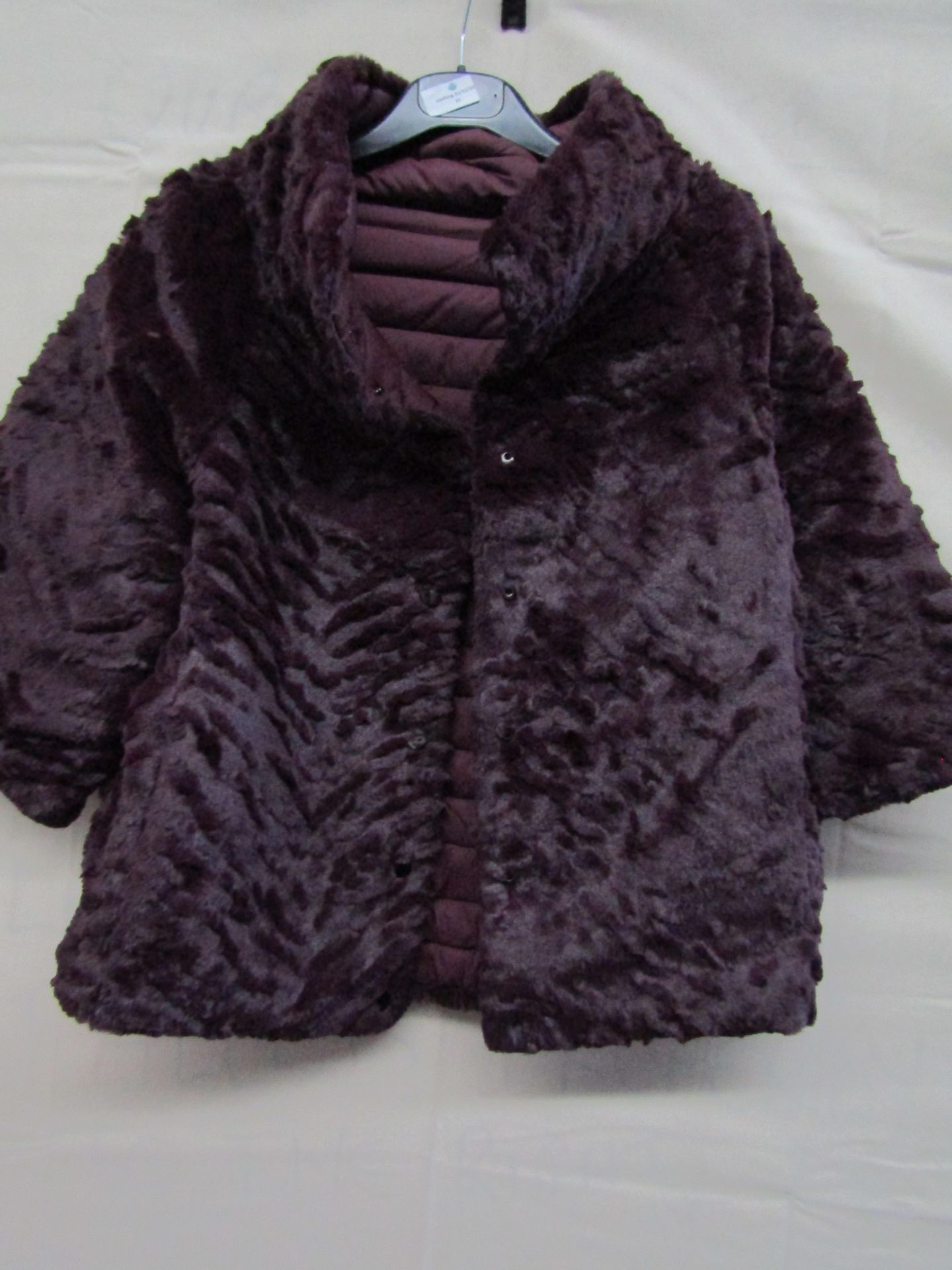 Reversible Poncho Fleecy On One Side Dark Plum Colour Size Approx S-m New No Tags