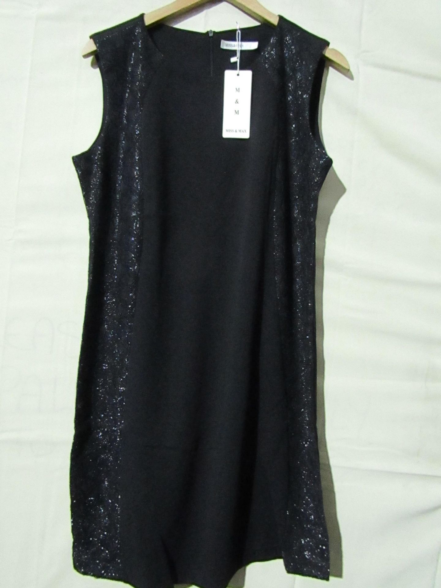 Miss & Max Dress Black With Sparkly Lace Trim Size X/L New & Packaged