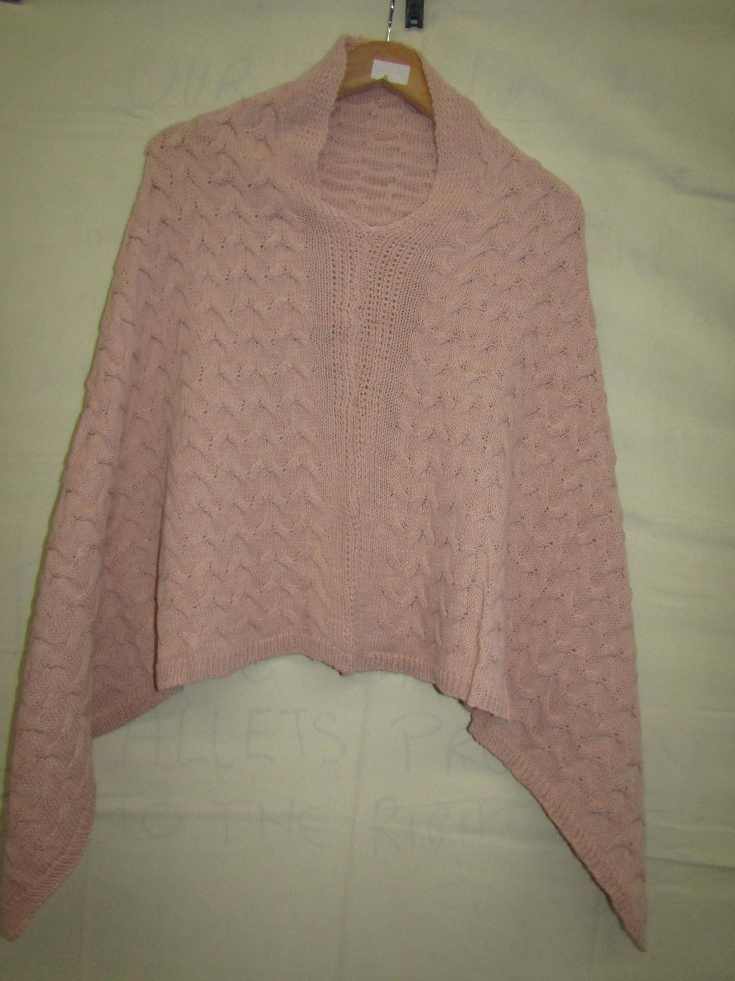 Knitted Poncho Salmon Colour One Size New & Packaged