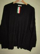 Nouva Moda Ladies Jumper Black Approx Size L-X/L Green New & Packaged